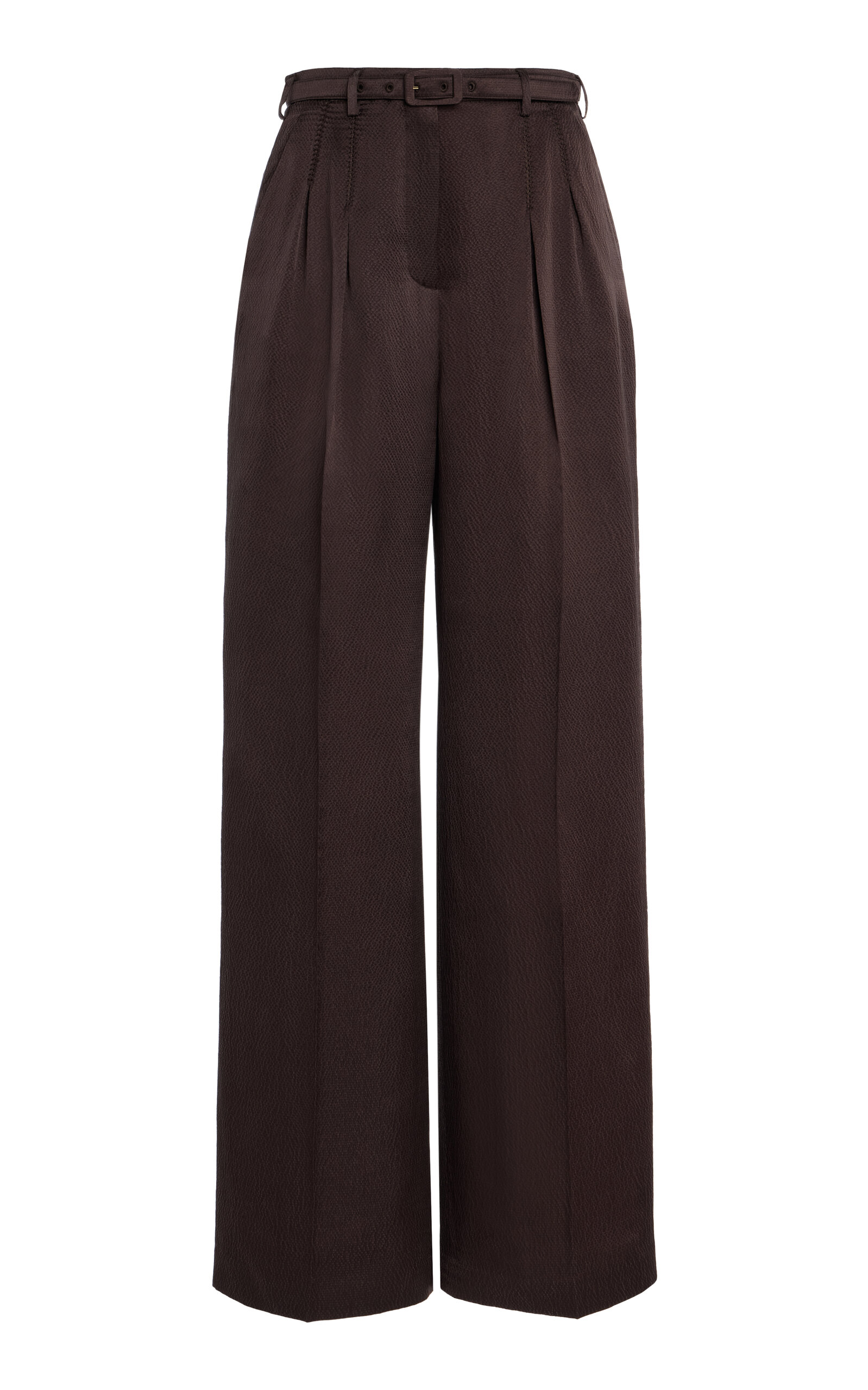 Gabriela Hearst Vargas Pleated Silk Wide-leg Pants In Brown