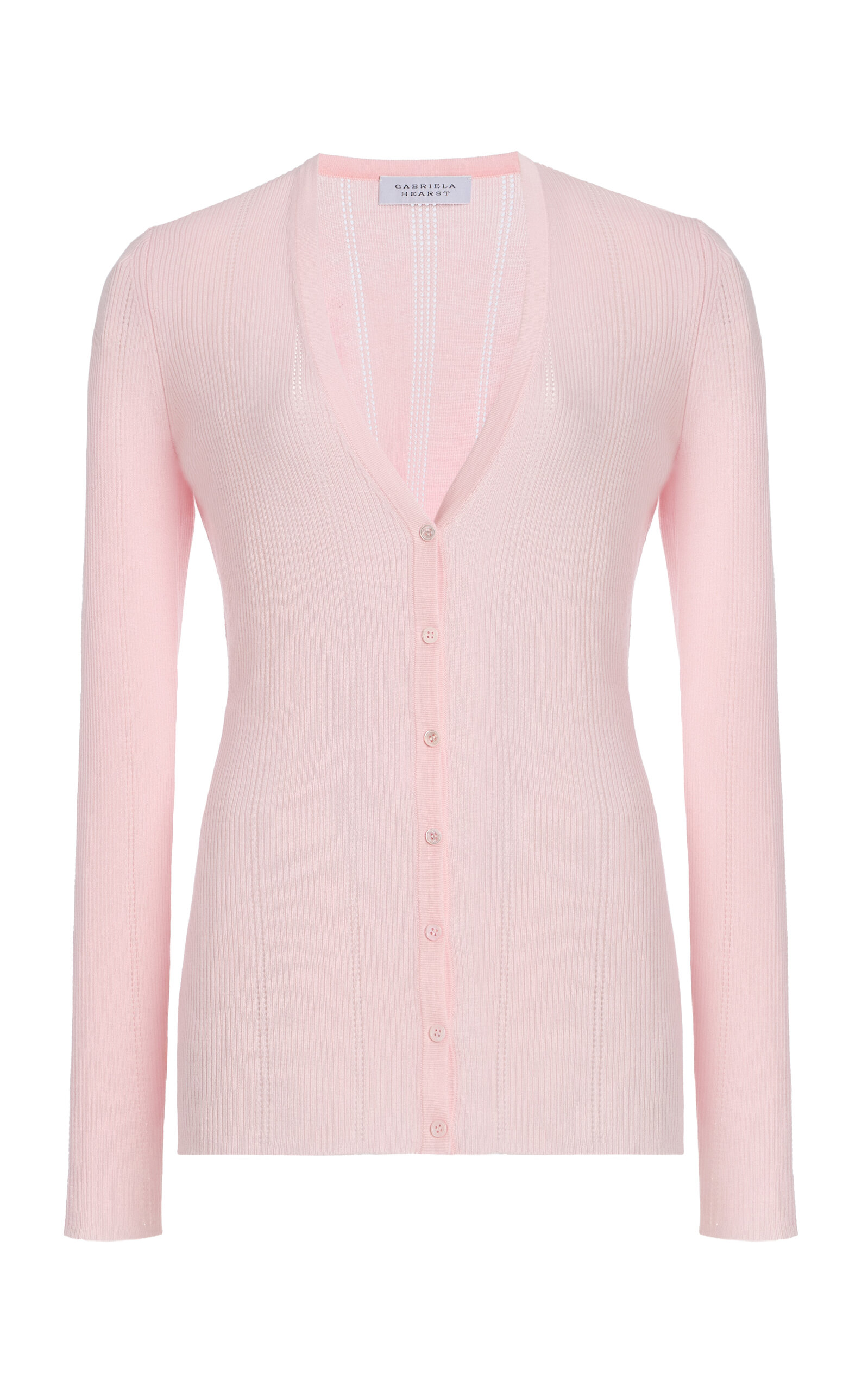 Gabriela Hearst Lillian Pointelle-knit Wool Cardigan In Pink