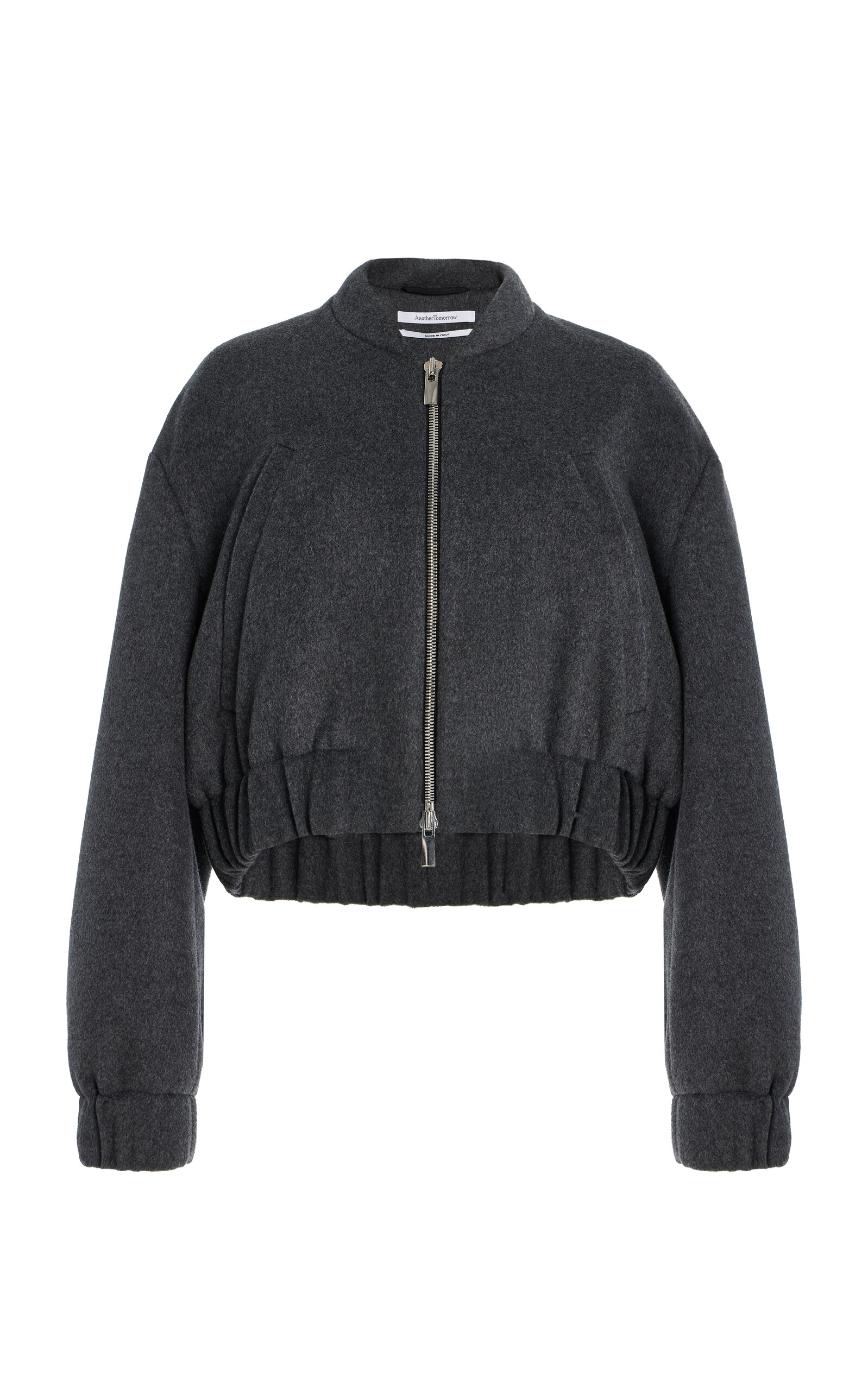 Another Tomorrow Wool Bomber Jacket In Black