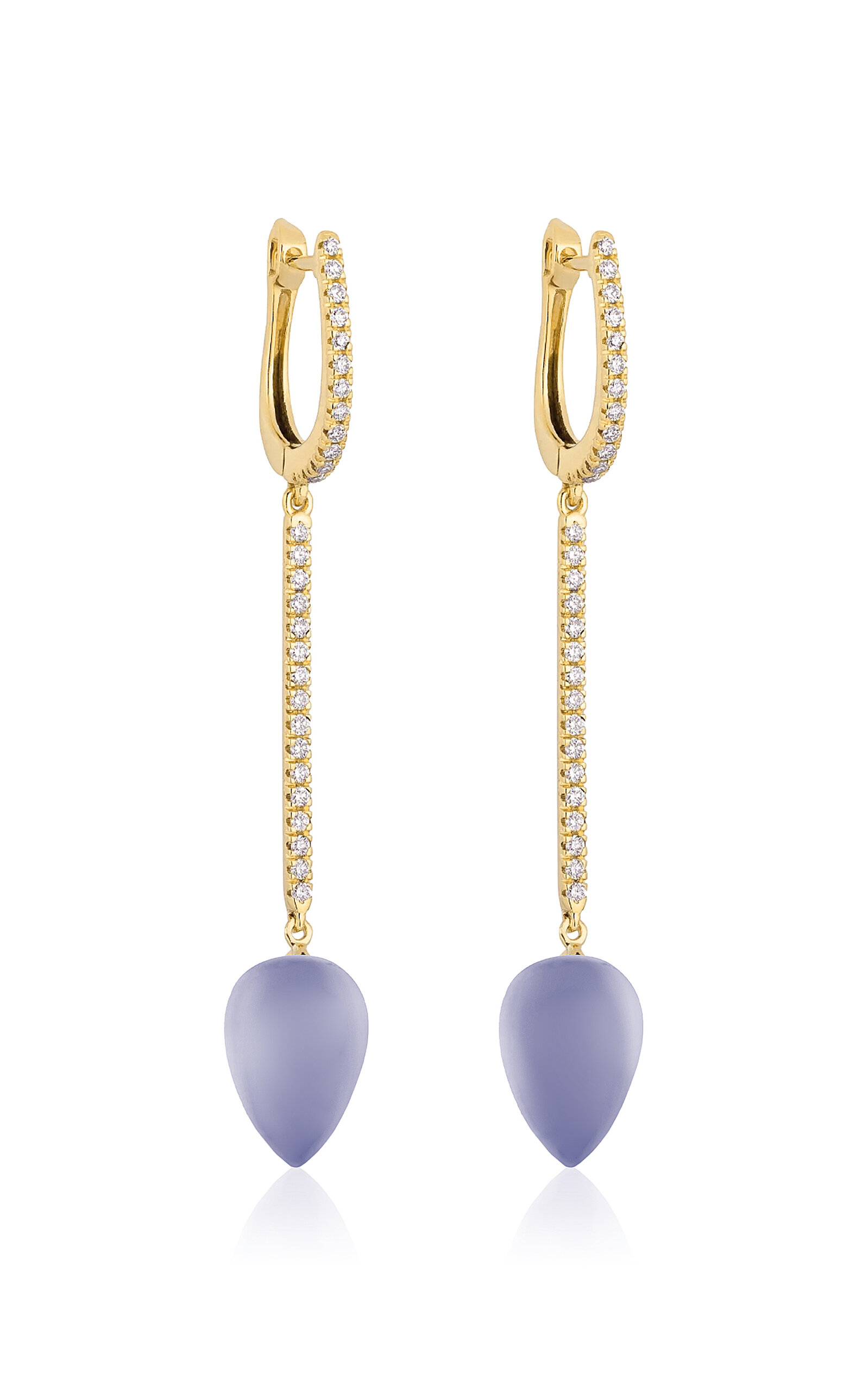 18K Yellow Gold Chalcedony Diamond Earrings
