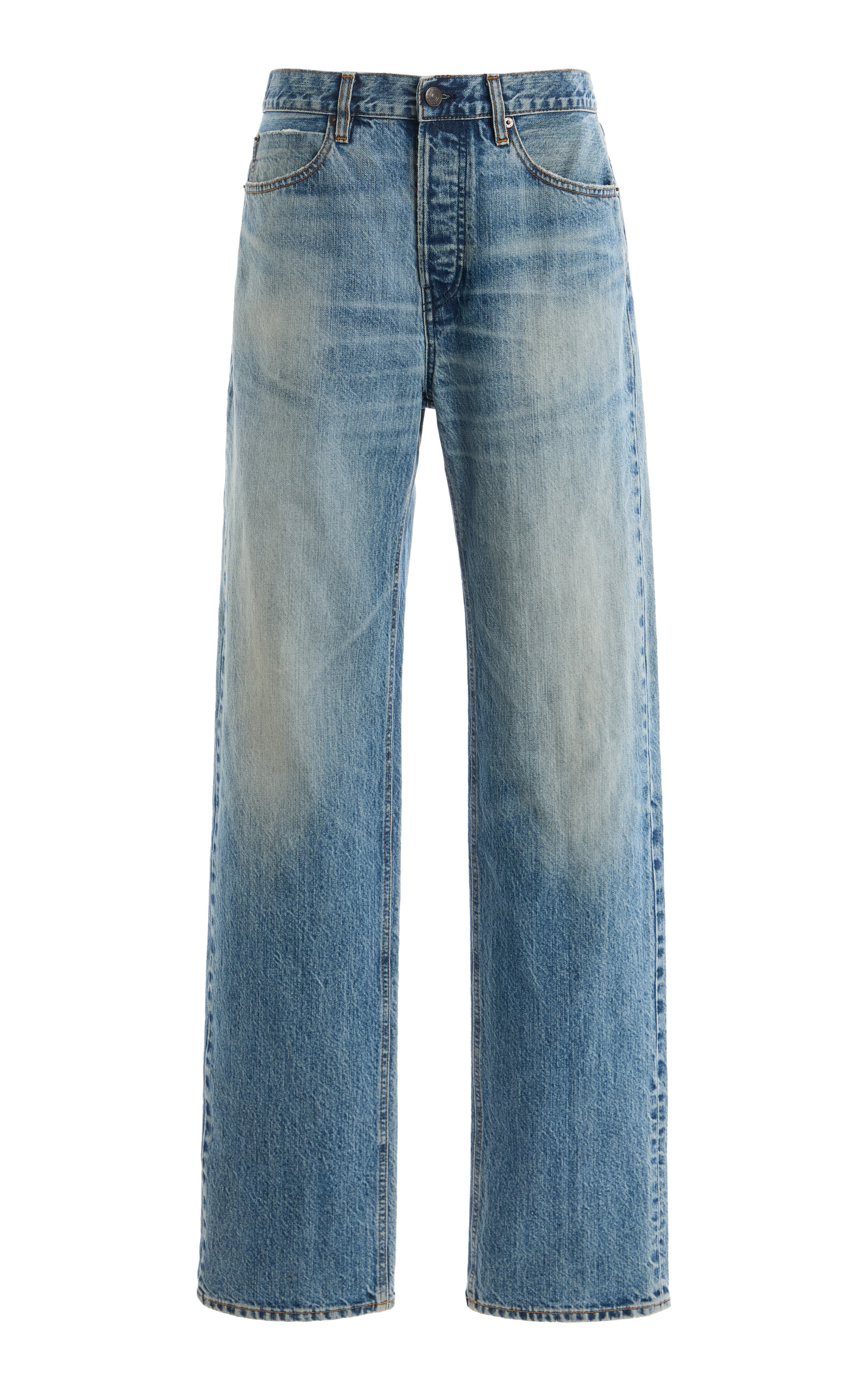 Frame The Stack Rigid High-rise Straight-leg Jeans In Blue