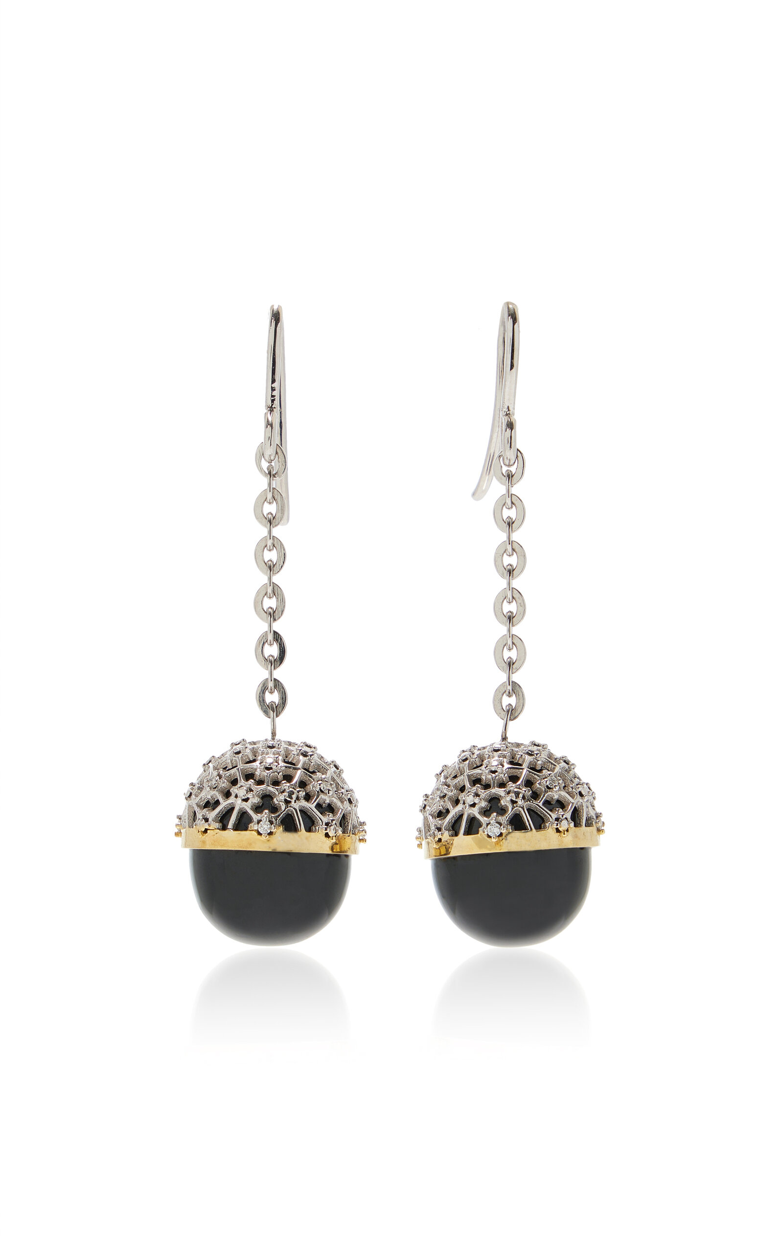 Totême Sterling Silver Diamond Drop Earrings In Black