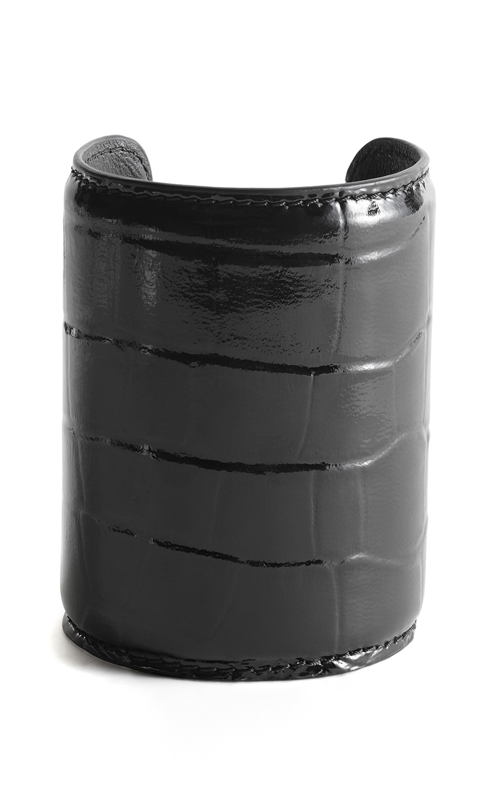 Totême Long Croc-embossed Patent Leather Cuff In Black