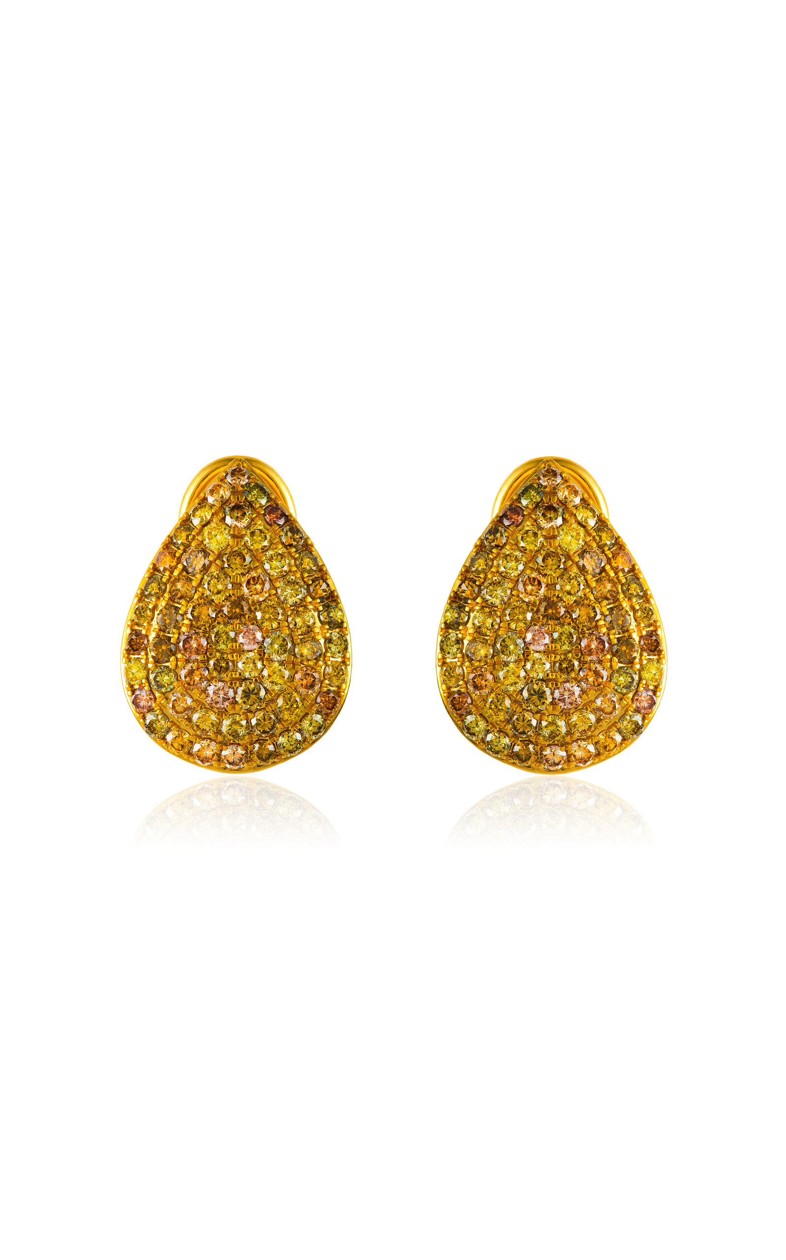 Khepri 18k And 22k Yellow Gold Fancy Color Diamond Tear Drops Stud Earrings