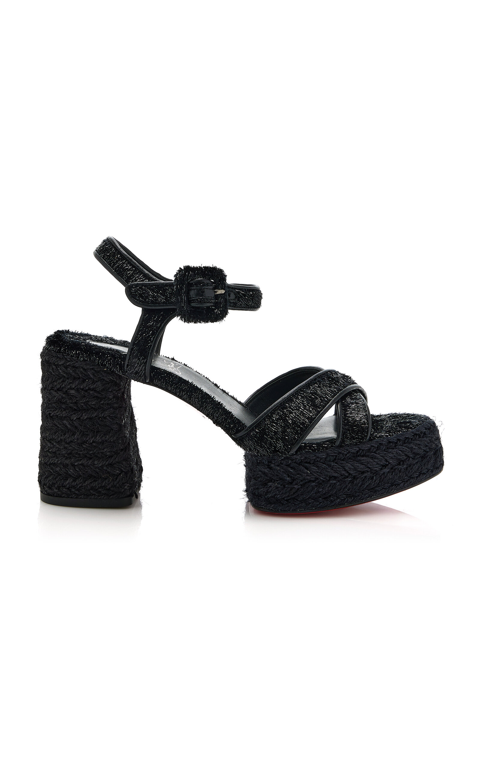 Christian Louboutin Calakala 85mm Velvet-trimmed Heeled Sandals In Black