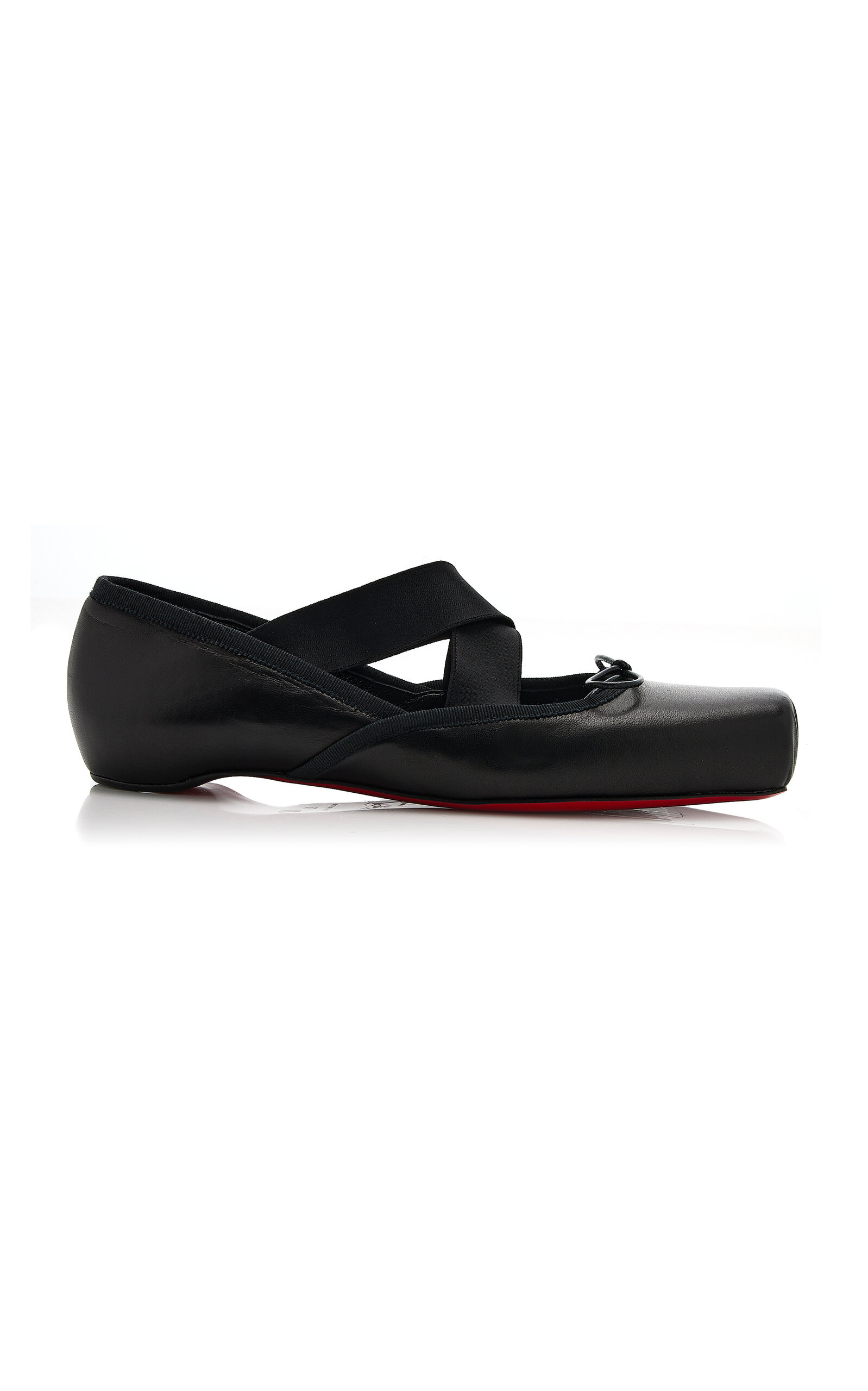 Christian Louboutin Cassiasticina Leather Ballet Flats In Black