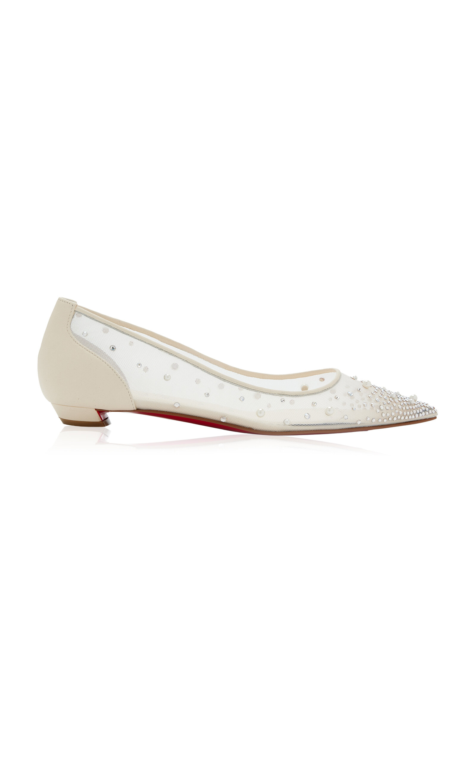 Christian Louboutin Miss Z Embellished Mesh Flat Pumps