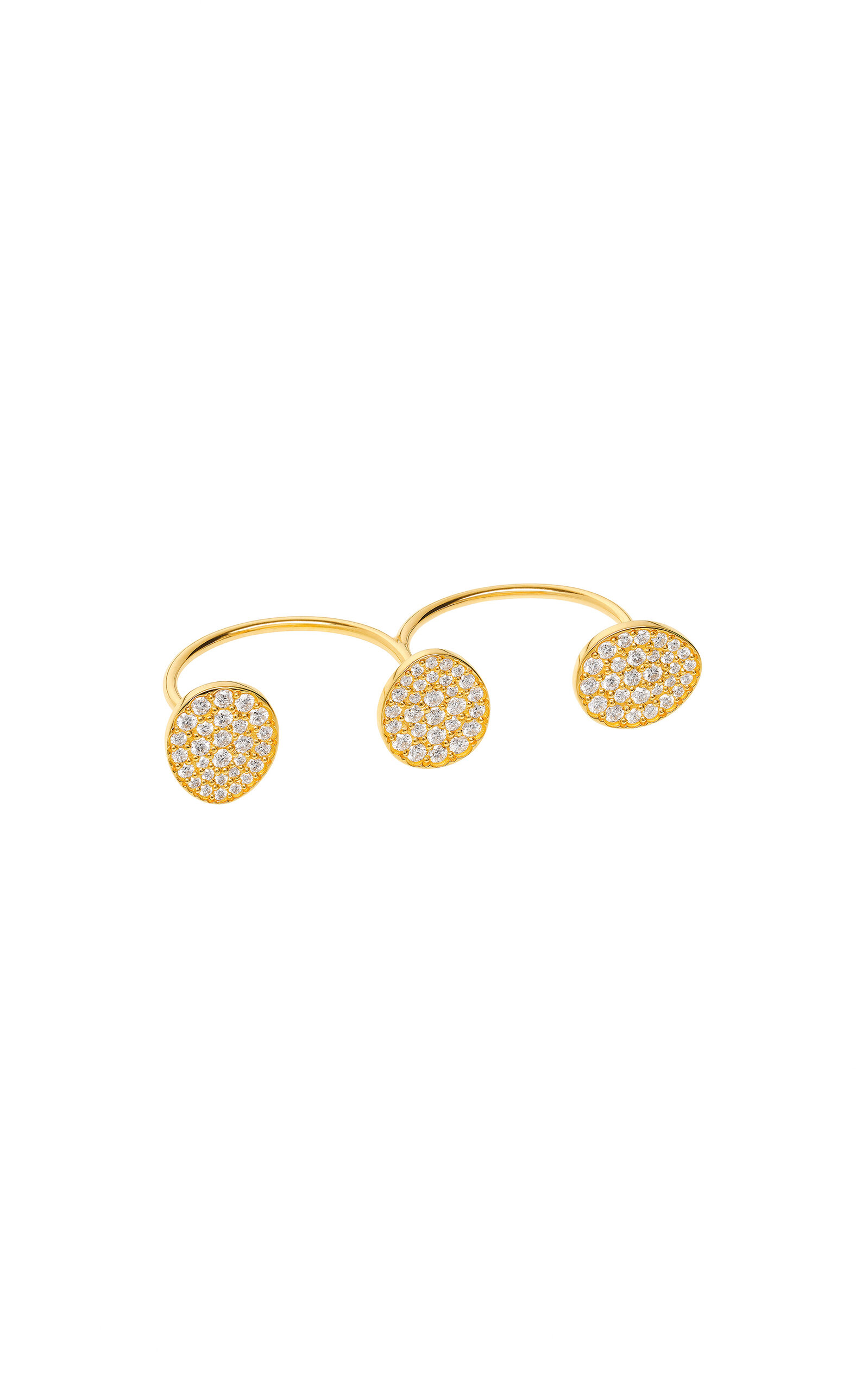 18k Yellow Gold and Diamond Trio Flat Ring