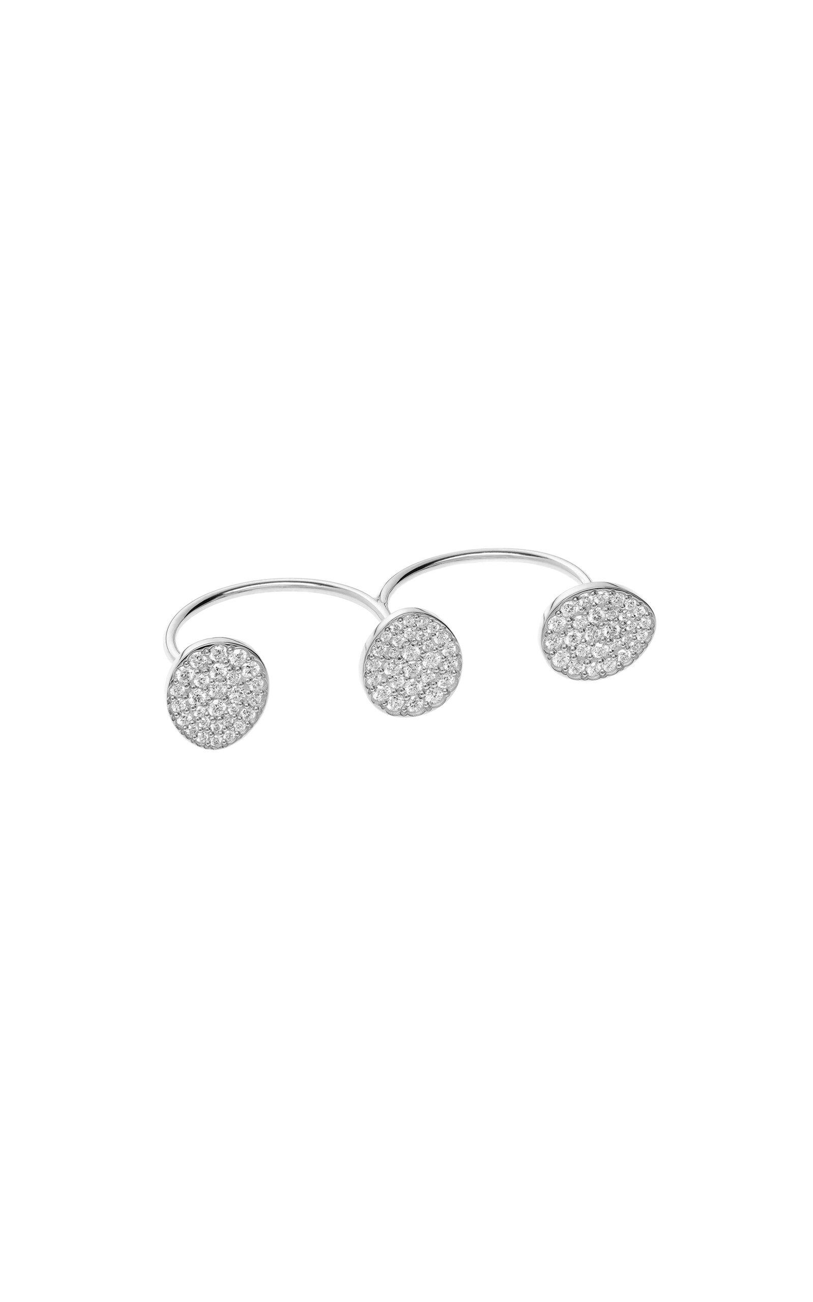 18k White Gold and Diamond Trio Flat Ring