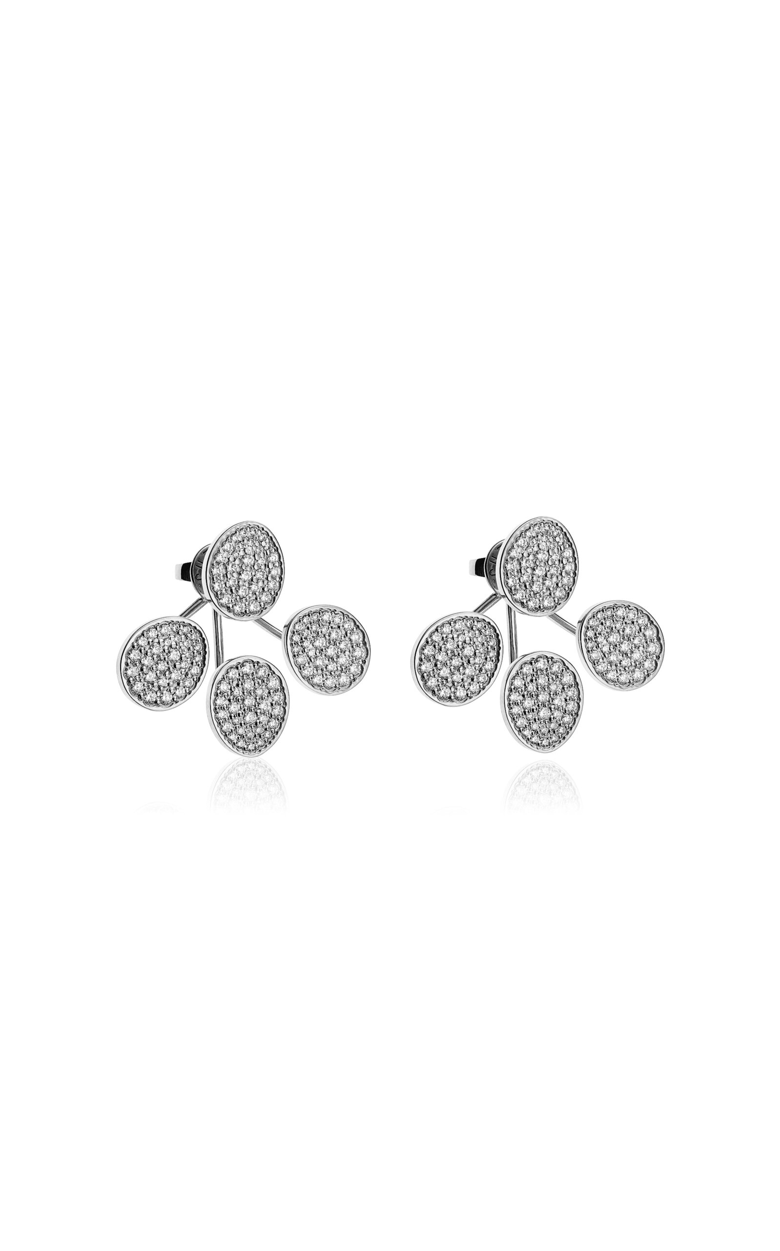 18k White Gold and Diamond Tetra Flat Earrings
