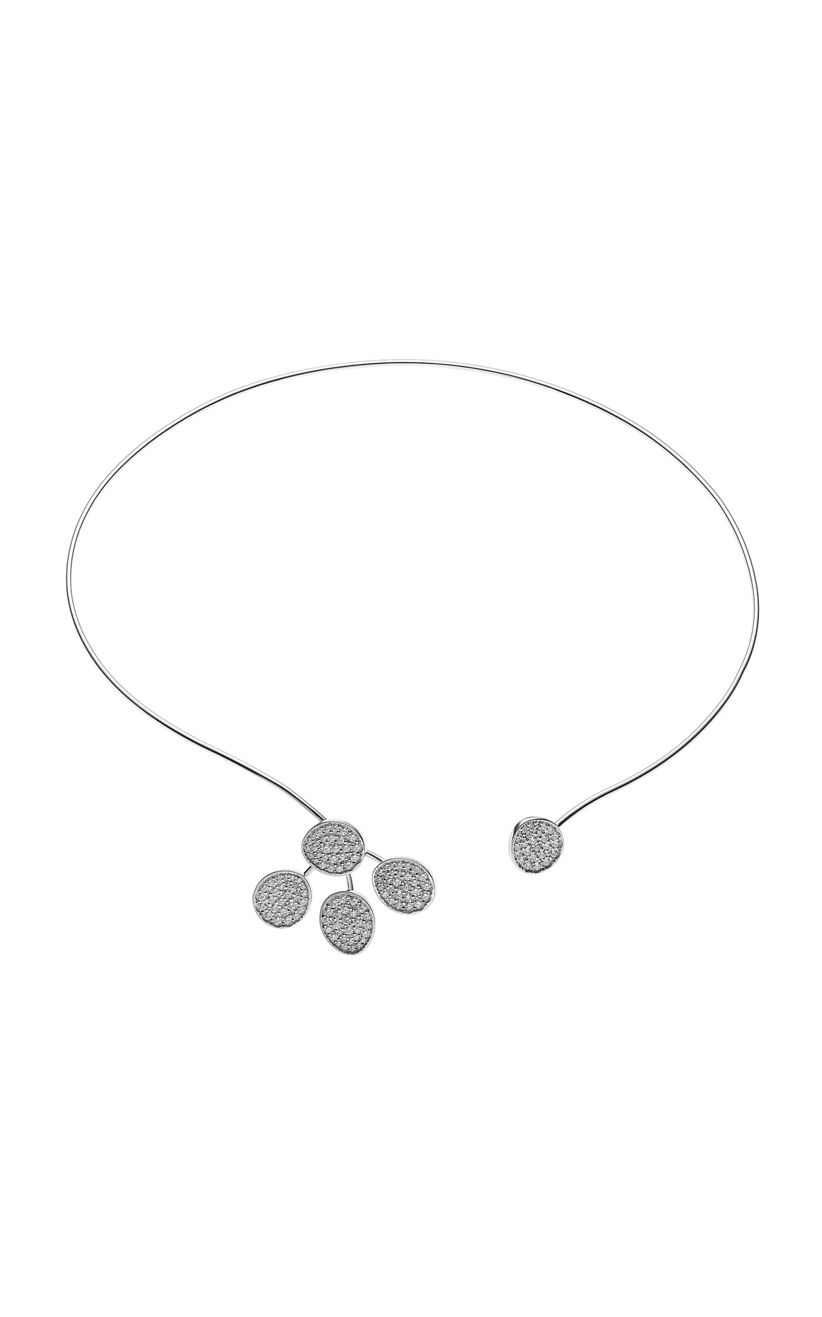 18k White Gold and Diamond Petal Flat Choker