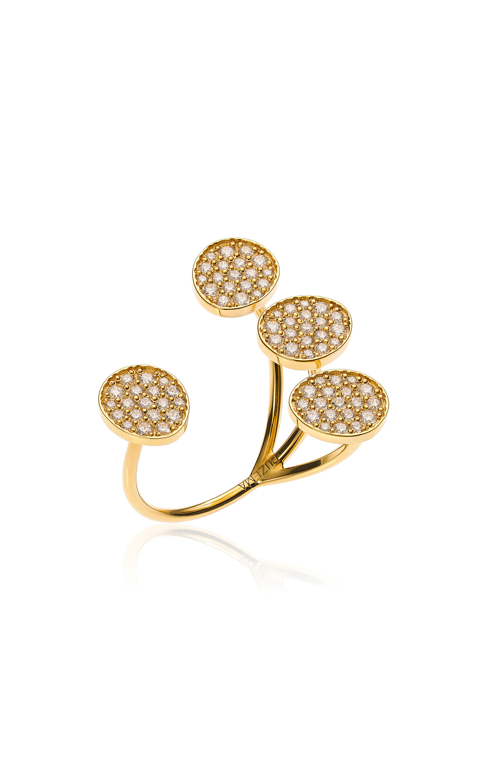 18k Yellow Gold and Diamond Petal Flat Ring