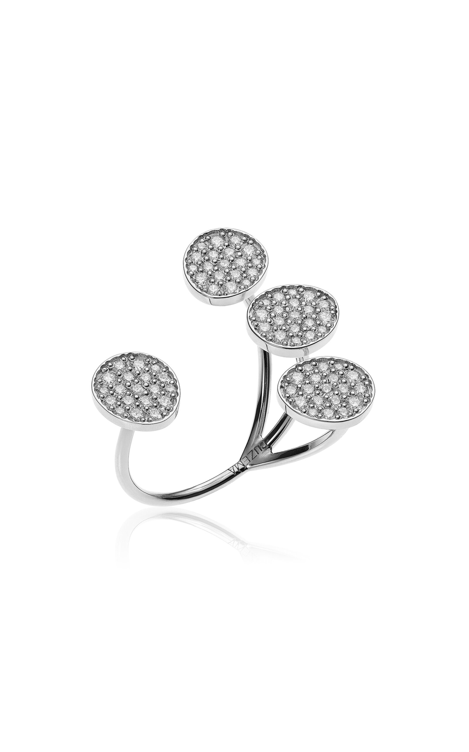18k White Gold and Diamond Petal Flat Ring