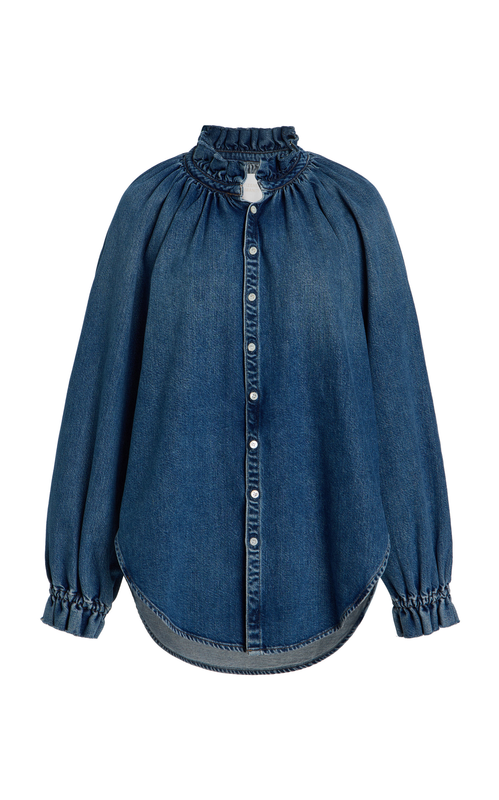 Citizens of Humanity - x Bloom Farm Exclusive Loretta Ruffled Denim Shirt - Medium Wash - XS - Moda Operandi