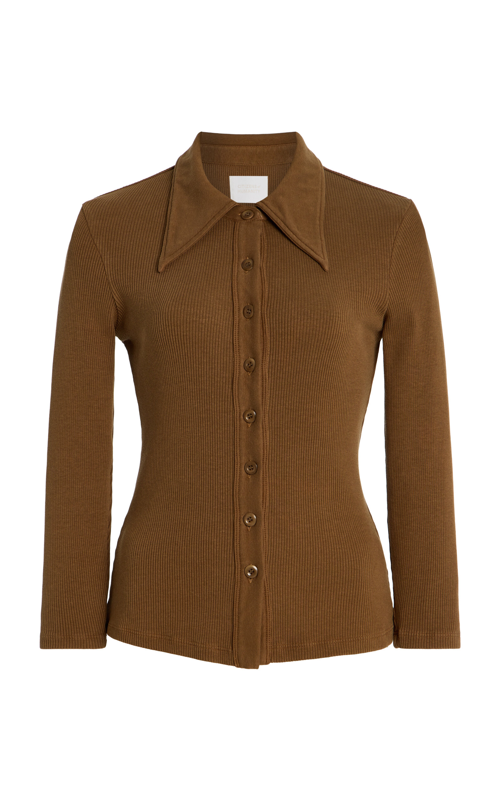 Citizens of Humanity - x Bloom Farm Exclusive Gila Cotton Polo Shirt - Brown - XL - Moda Operandi
