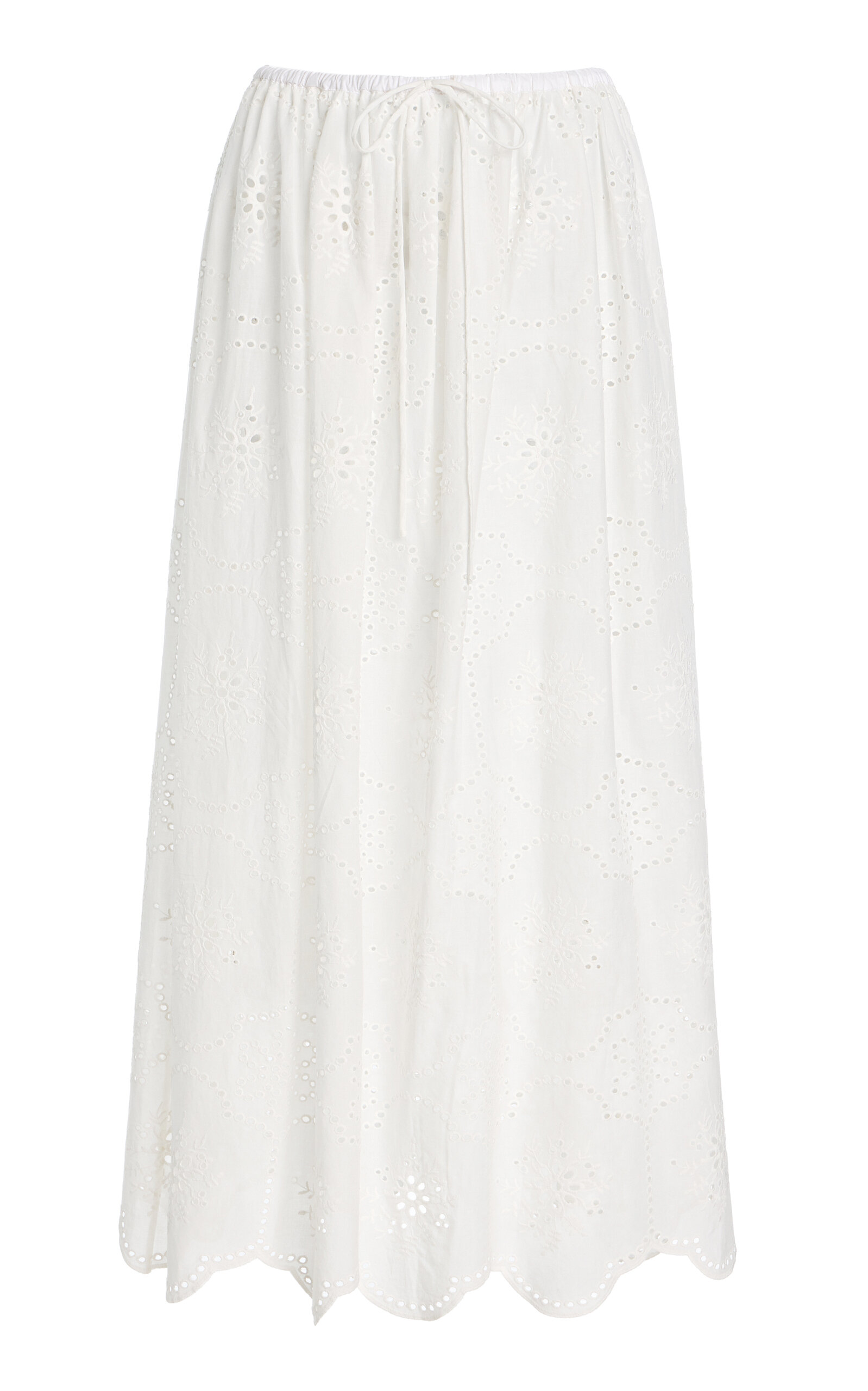 Matteau Cotton Broderie Anglaise Midi Skirt In White