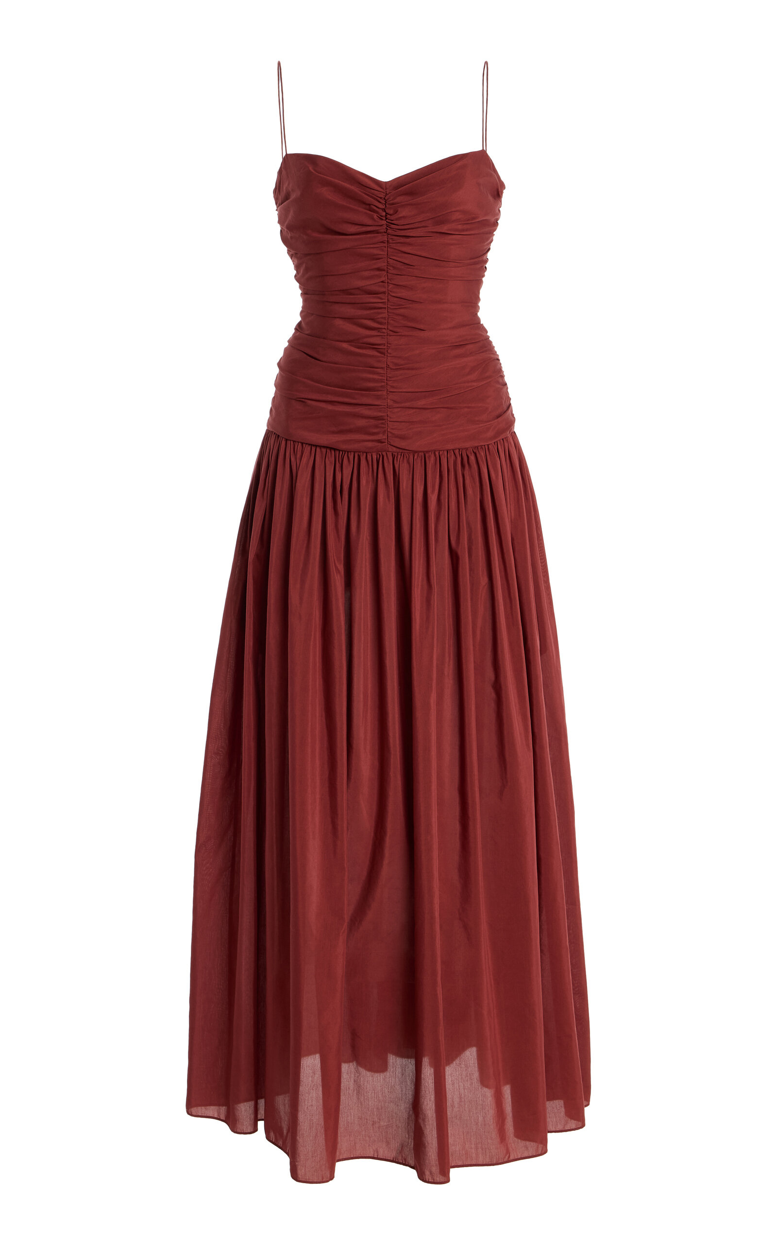 Matteau Gathered Cotton-Silk Drop-Waist Maxi Dress