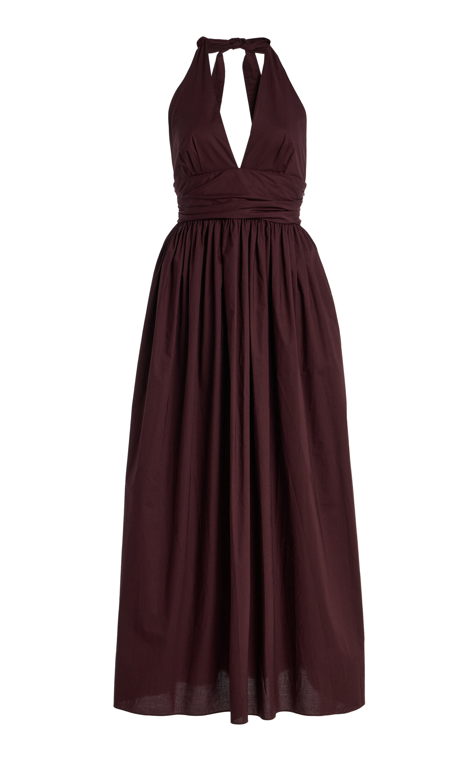 Matteau Plunge Cotton Maxi Halter Dress