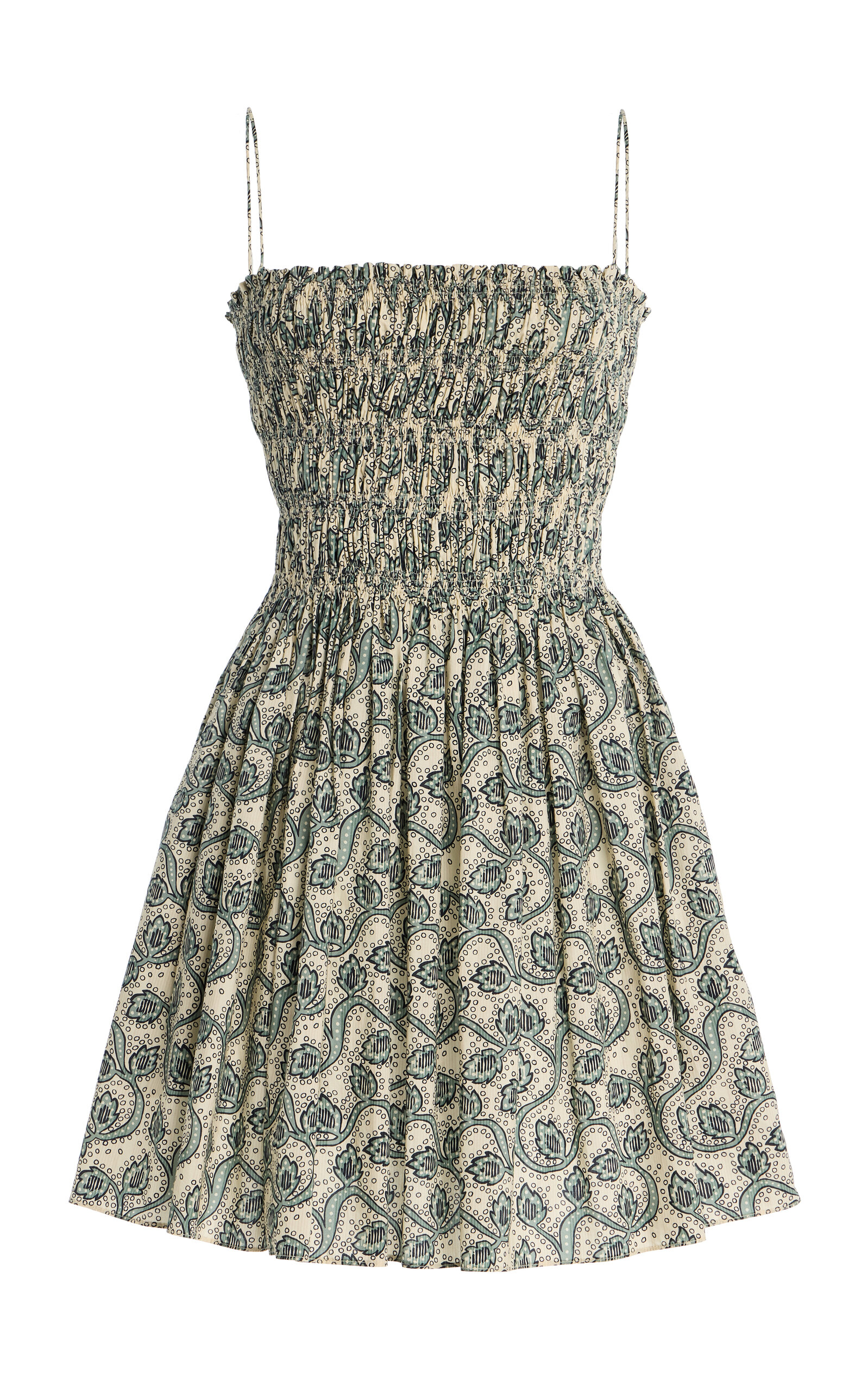 Matteau Shirred-Bodice Cotton Mini Dress