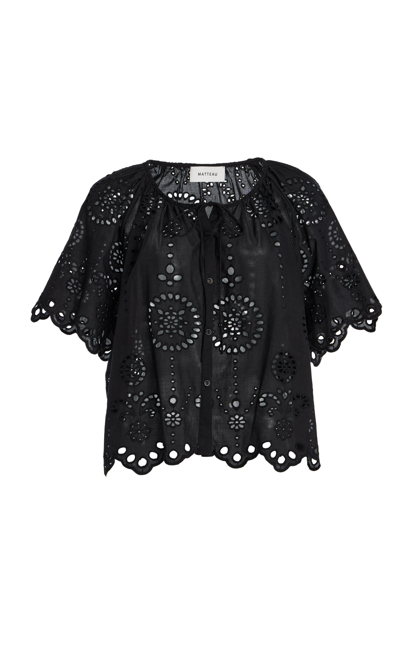 Matteau Cotton Broderie Anglaise Top In Black