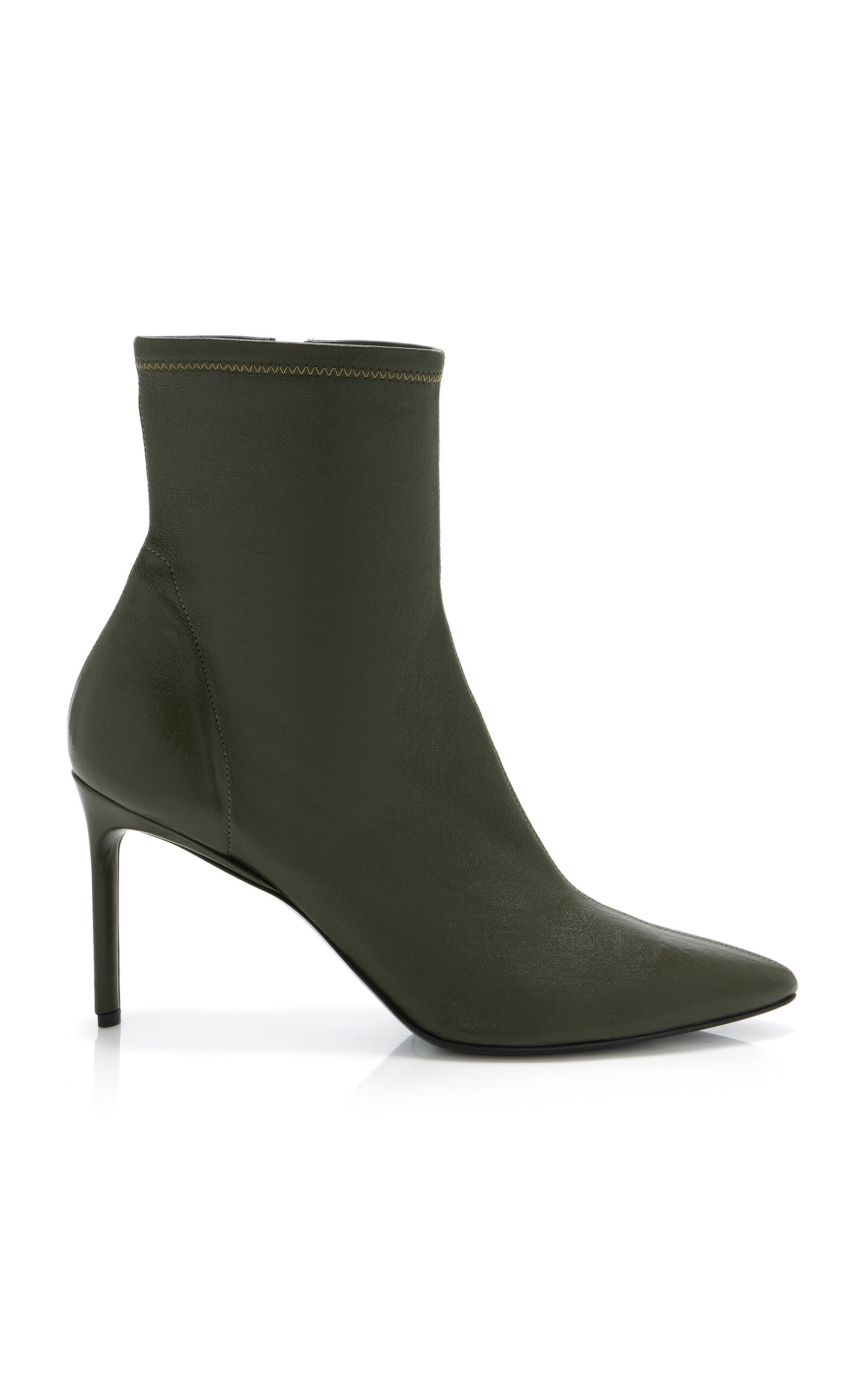 Stretch Leather Ankle Boots