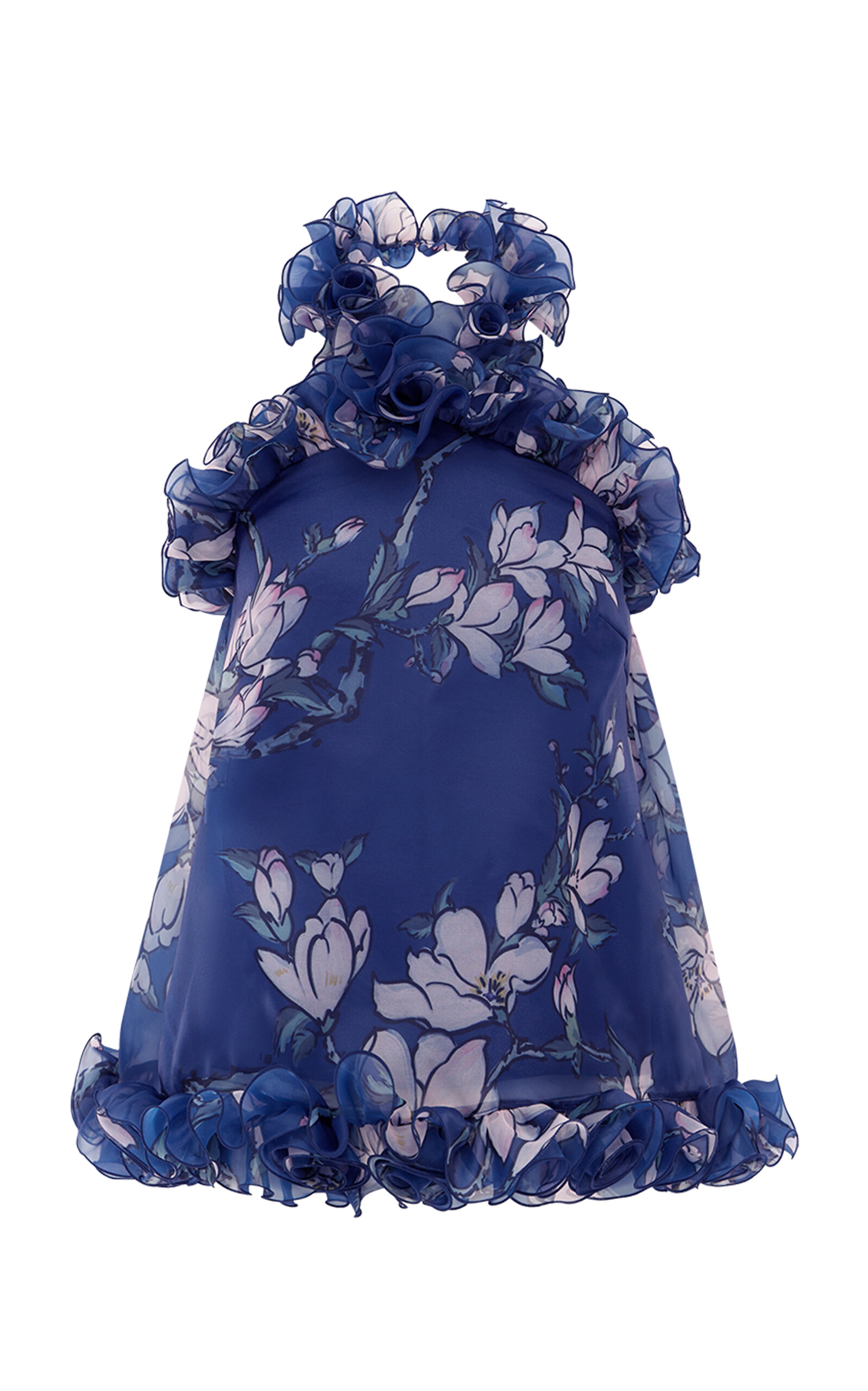 Shop Leo Lin Michelle Ruffled Halterneck Top