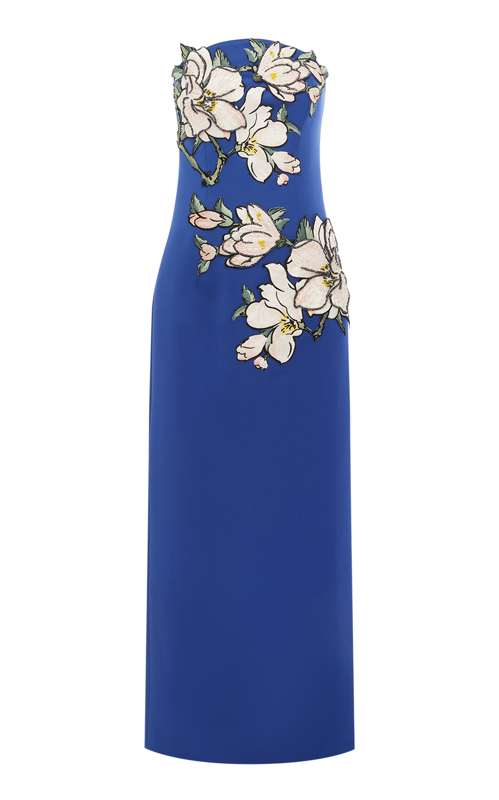 LEO LIN AVA APPLIQUE FLORAL BUSTIER MAXI DRESS