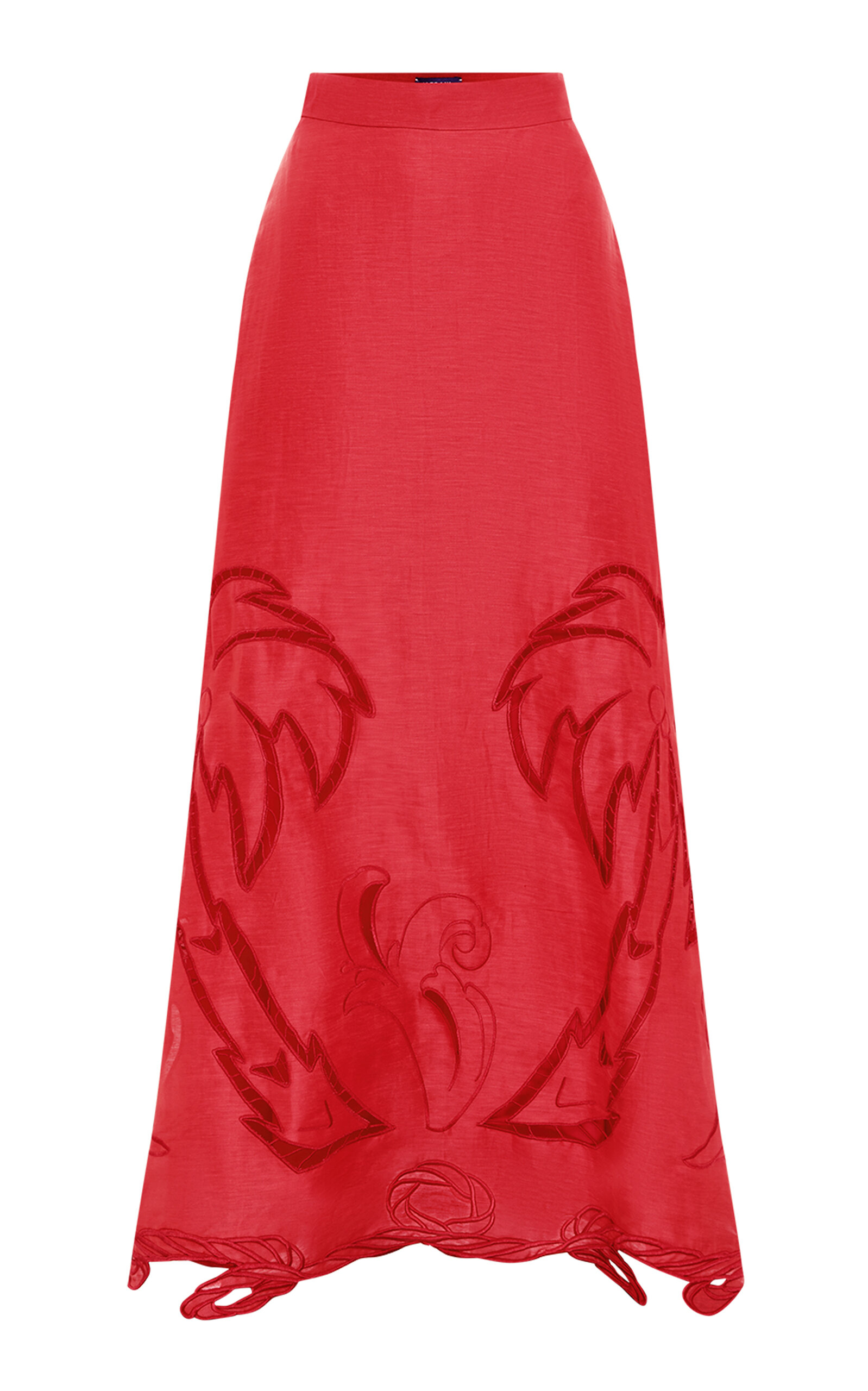 Shop Leo Lin Melissa Appliquéd Linen-blend Maxi Skirt