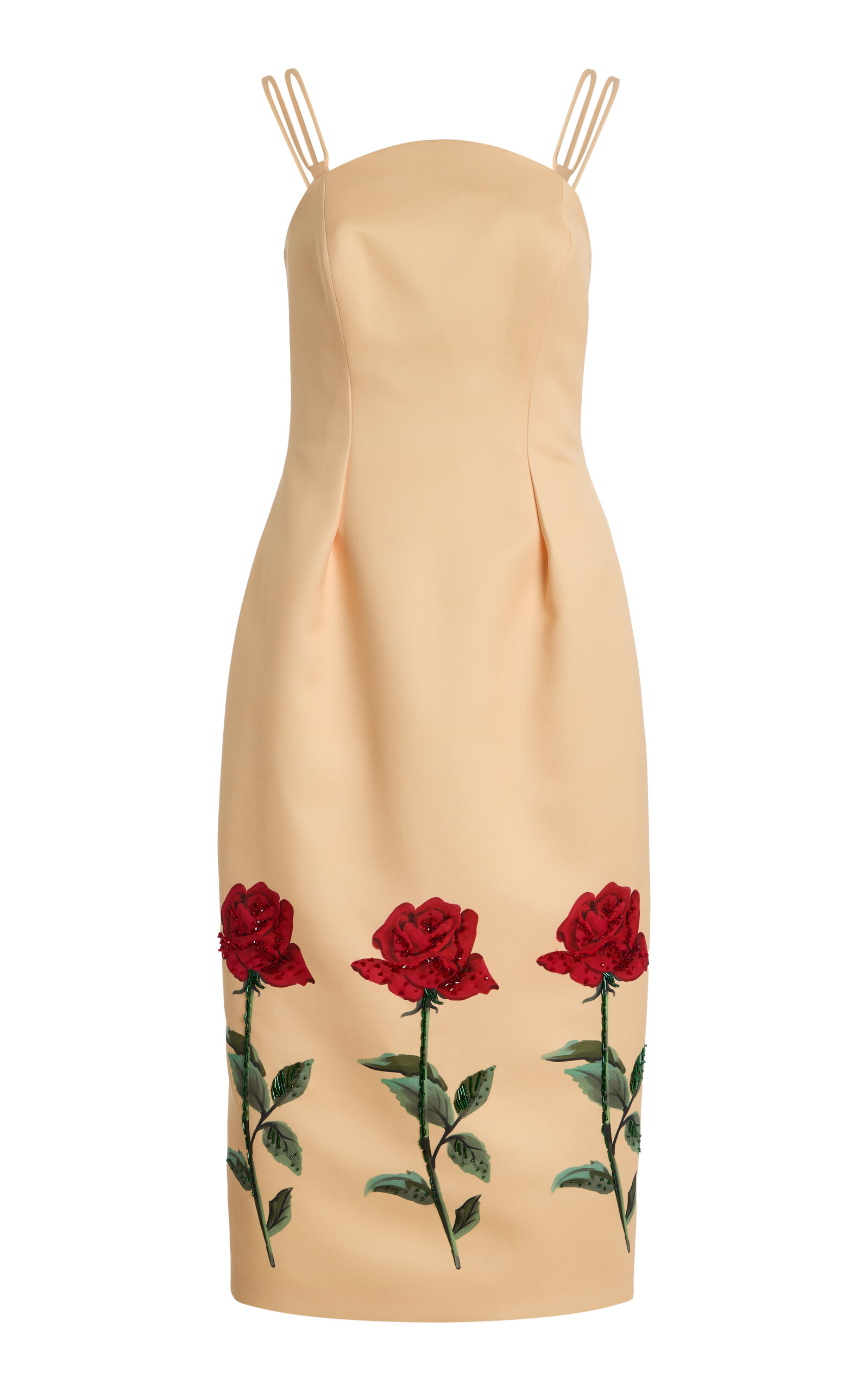 Leo Lin Polina Sequined Rose-Print Crepe Midi Dress - Women's Clothing