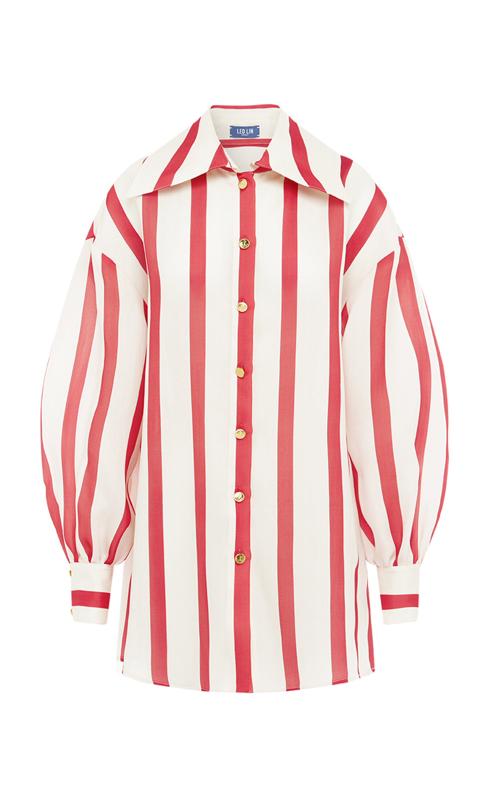 Shop Leo Lin Kathleen Striped Silk Top