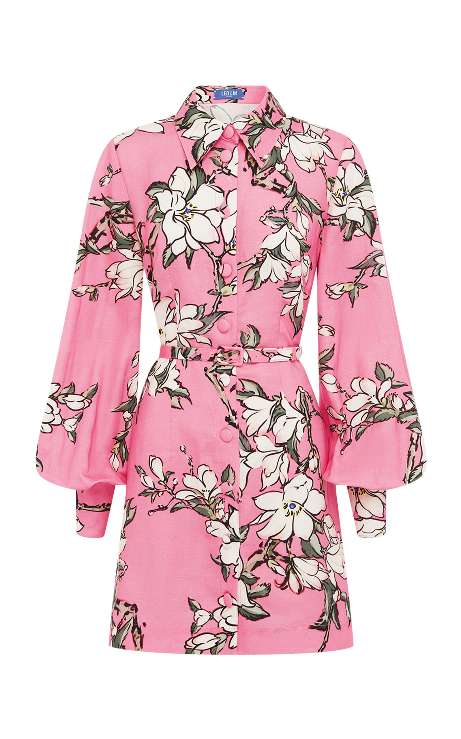 Leo Lin Luminous Linen-Blend Mini Dress