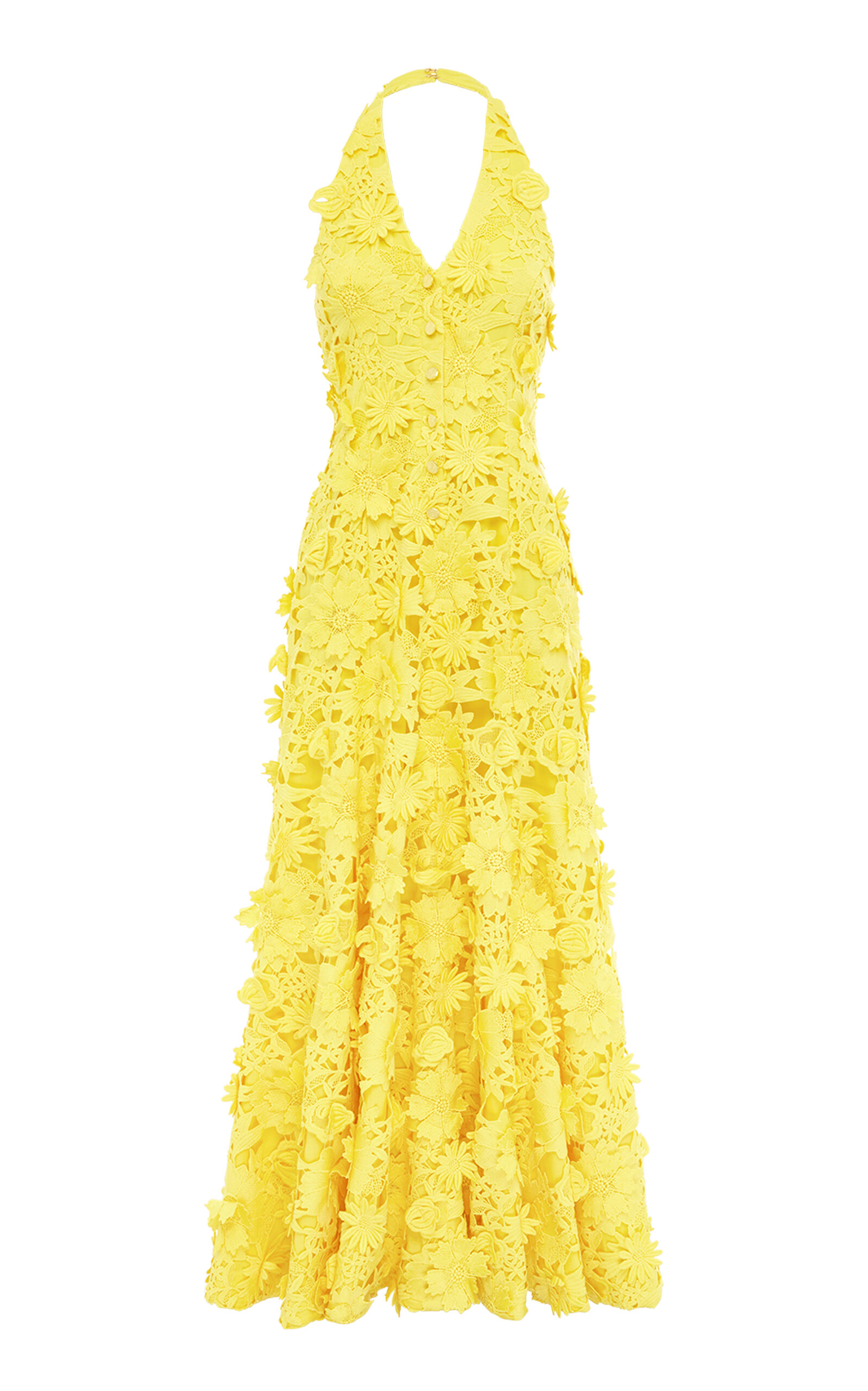 Shop Leo Lin Juliette Lace Halterneck Maxi Dress