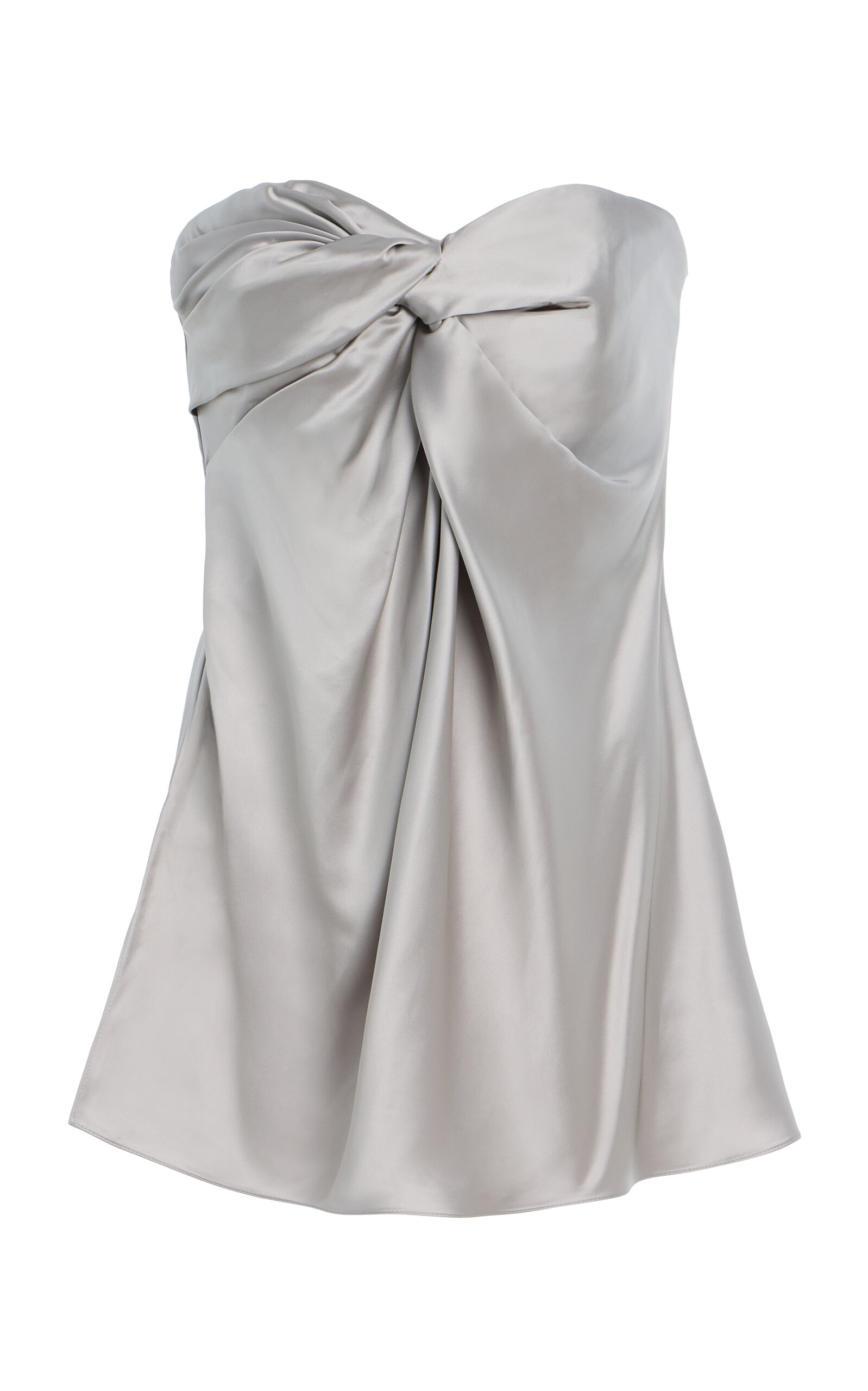Marina Moscone Satin Twist Bustier In Gray