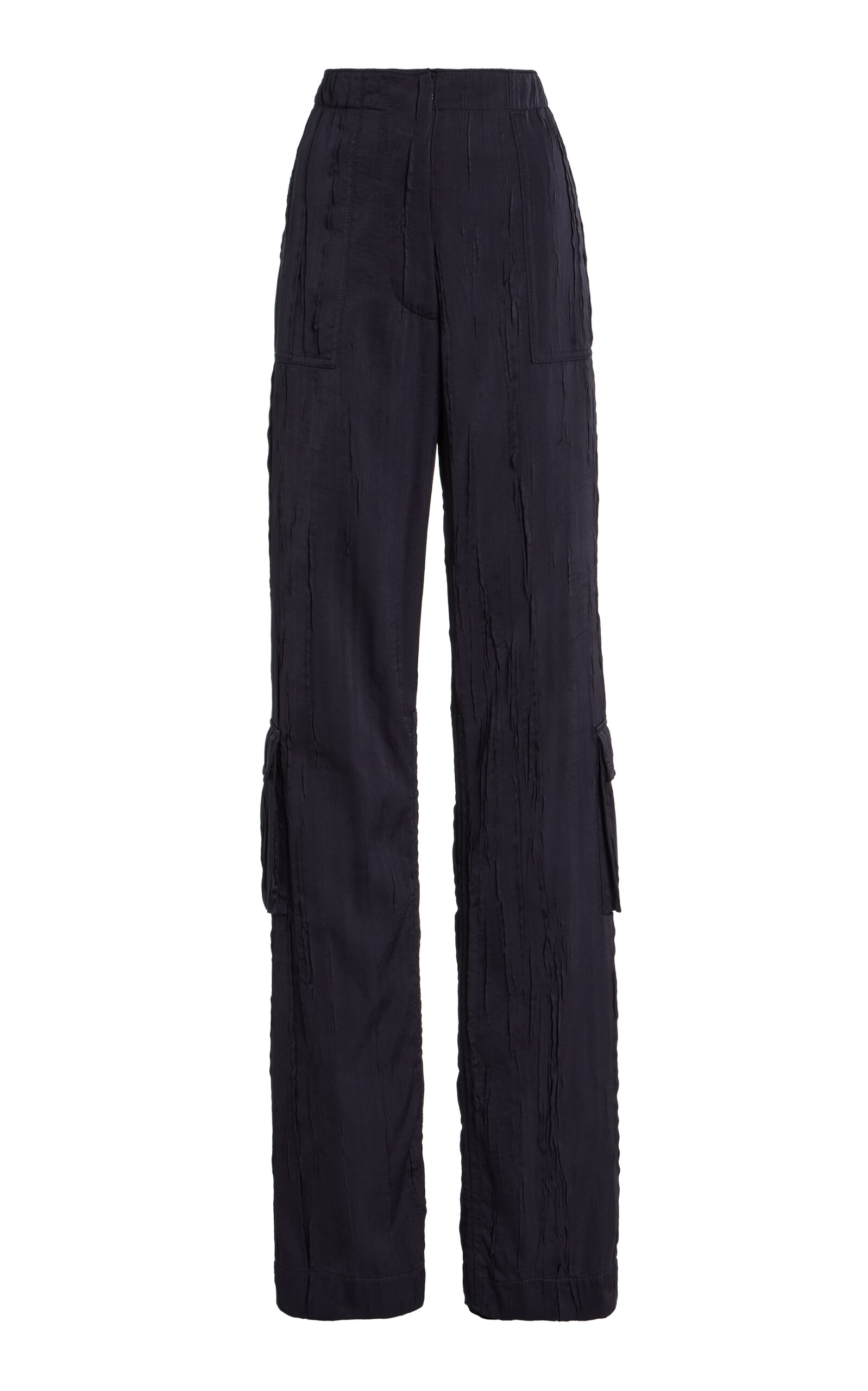 Marina Moscone Crinkled Satin Cargo Trousers