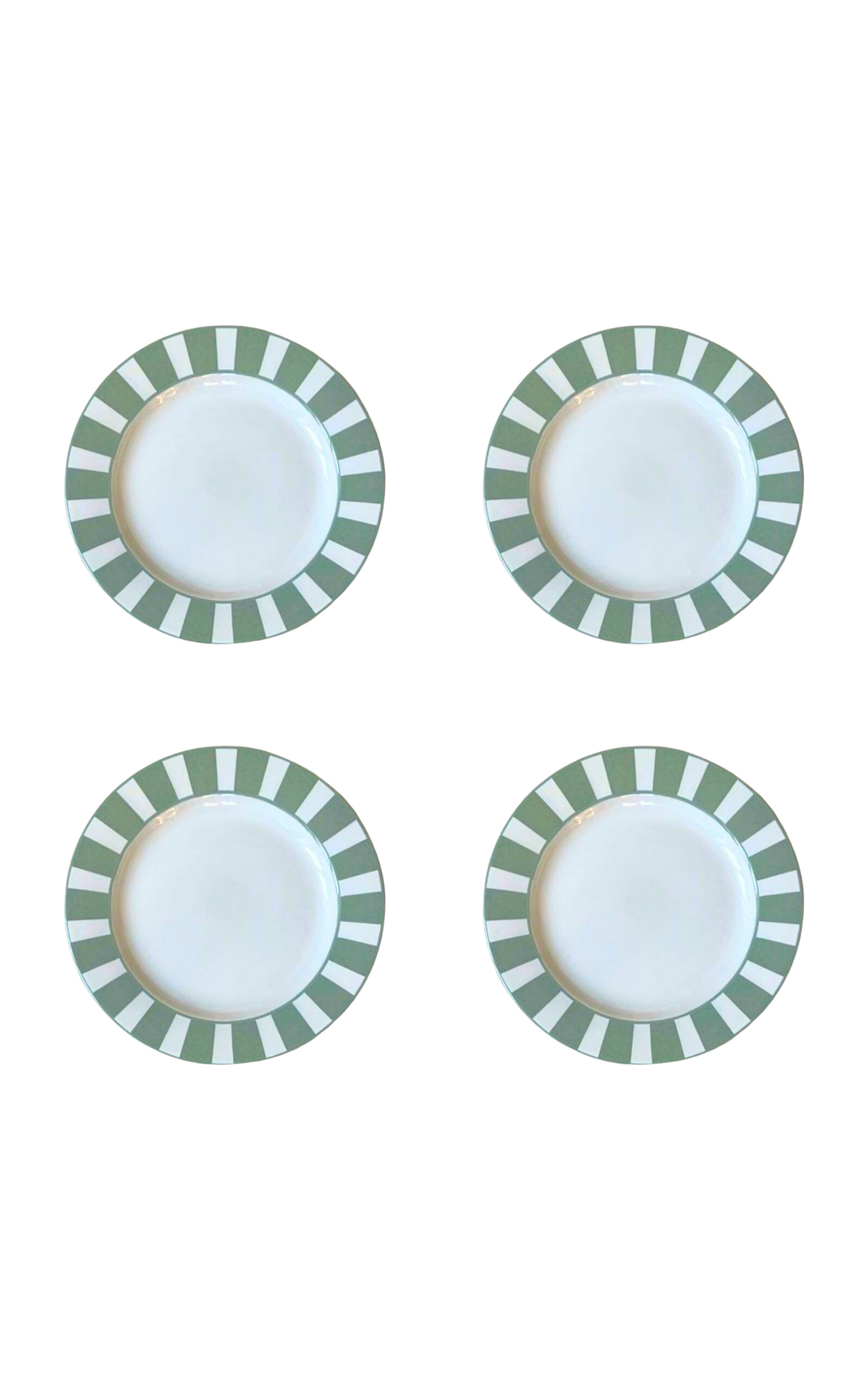 THE LINO Essential Set-of-Four Stoneware Dessert Plates - Green