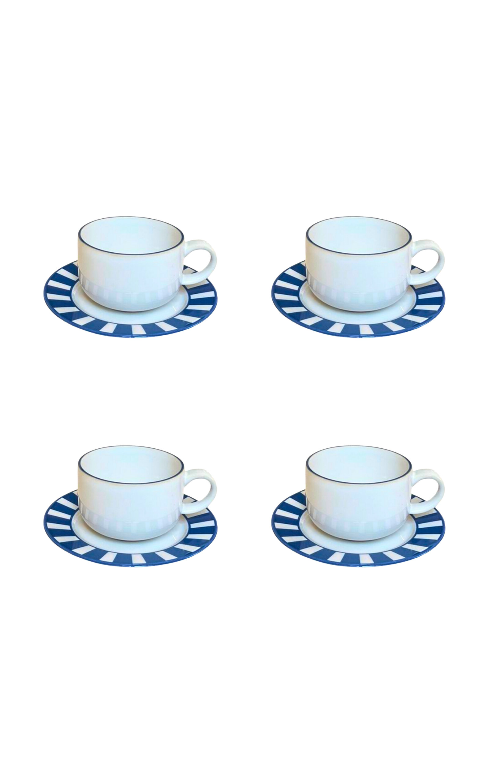THE LINO Essential Set-of-Four Stoneware Mug And Saucer - Navy
