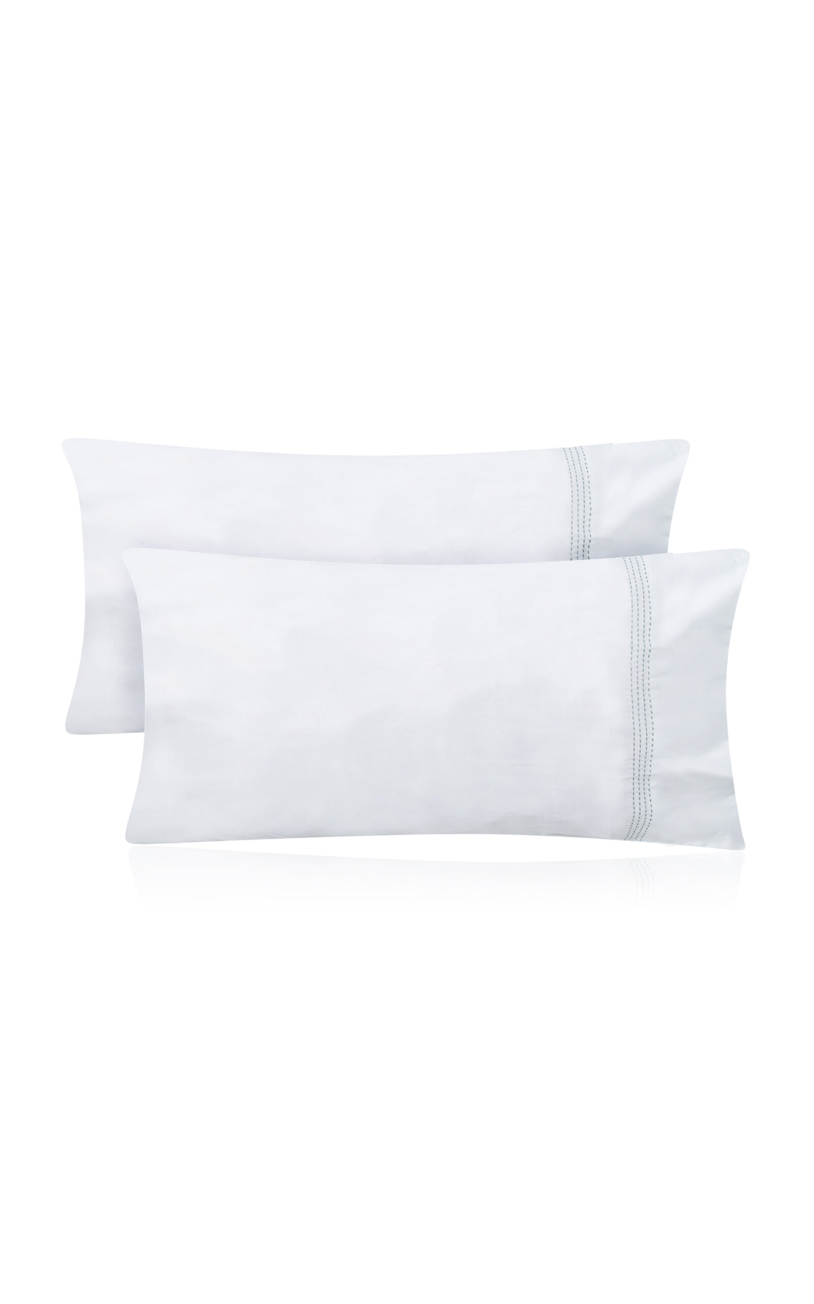 THE LINO Essential Set-Of-Two Embroidered Standard Pillowcases - Green