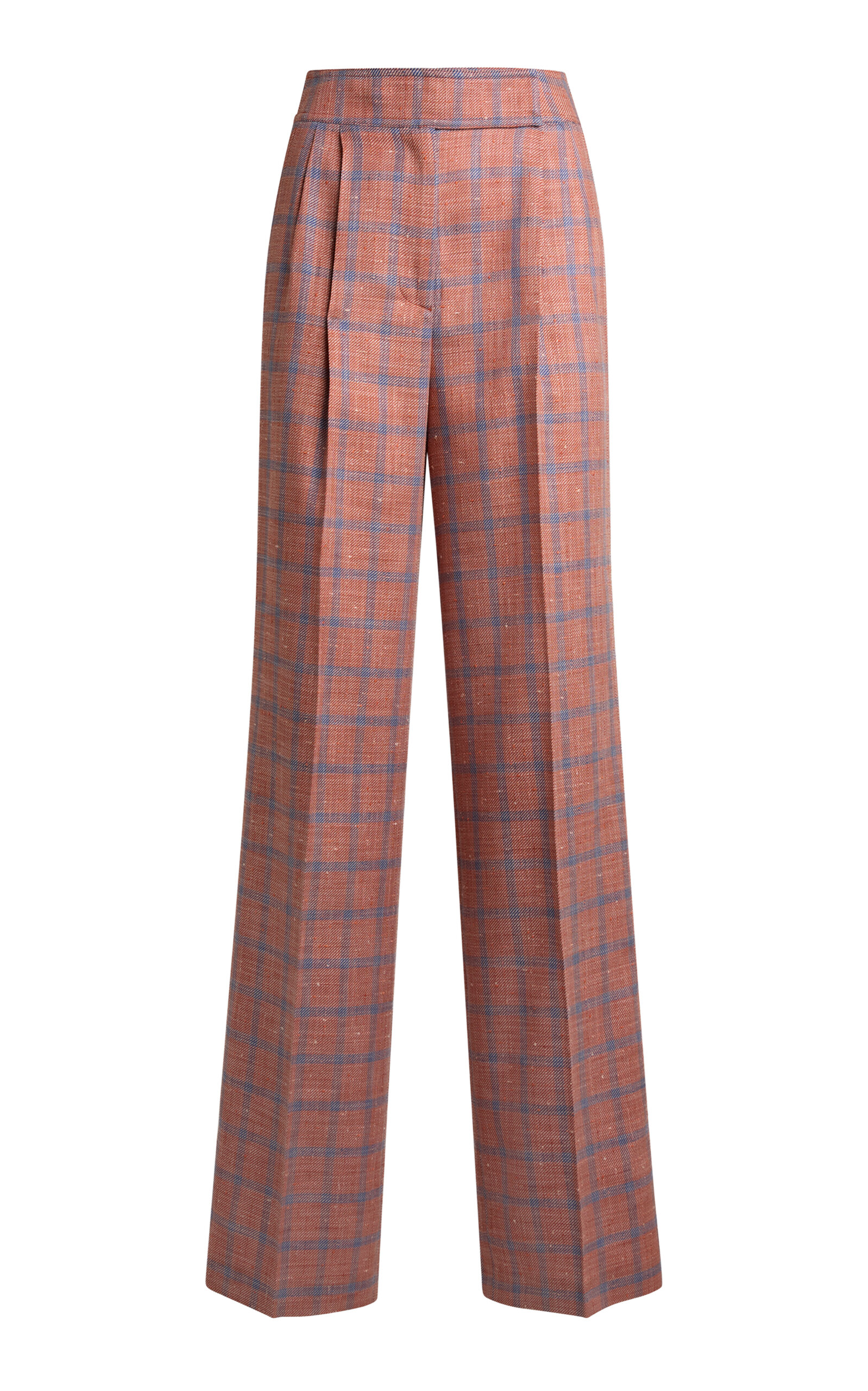 Pleated Cotton-Blend Straight-Leg Pants
