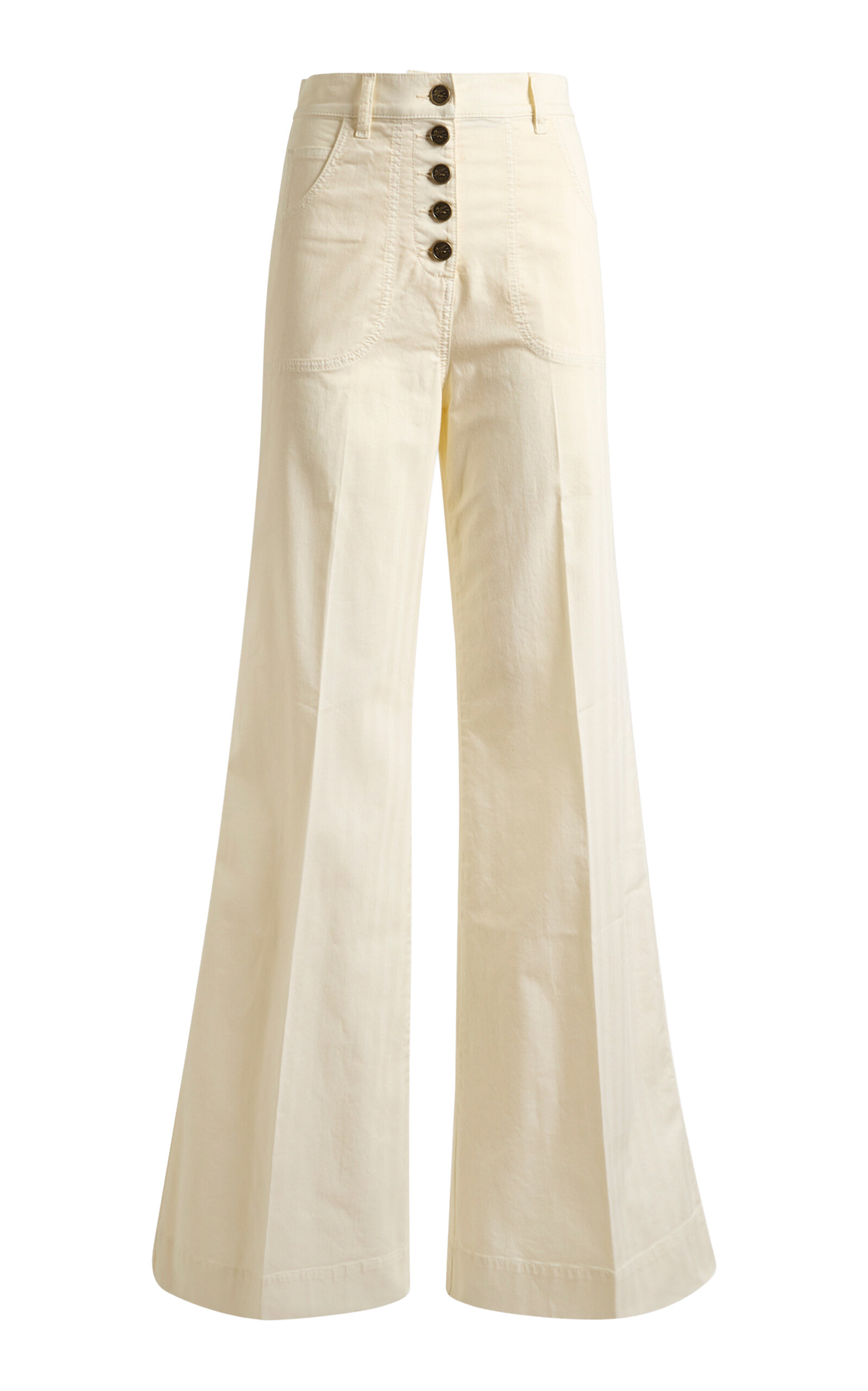 Shop Etro Exposed Button High-rise Flared Jeans