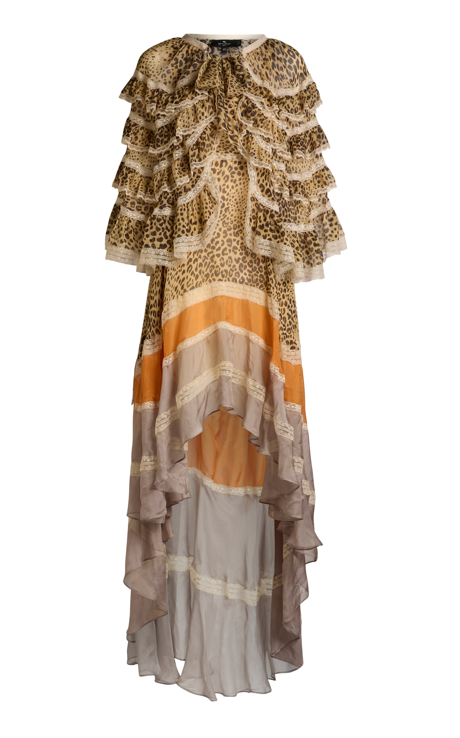 Etro Ruffled Lace-trimmed High-low Dress