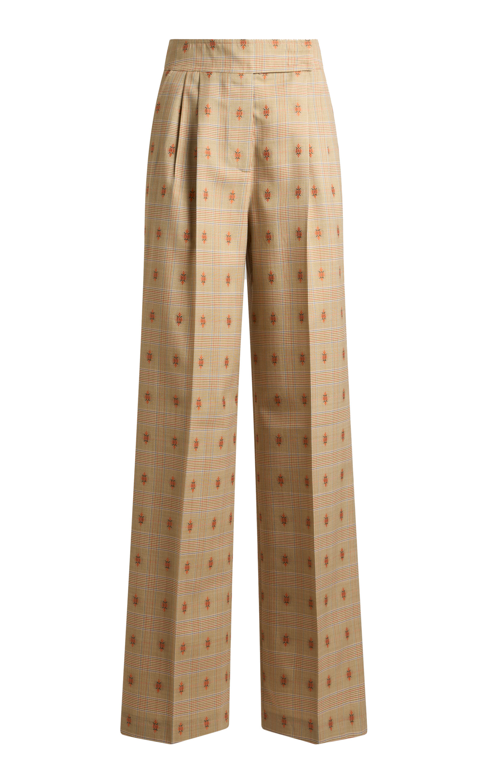 Pleated Wool-Cotton Straight-Leg Pants