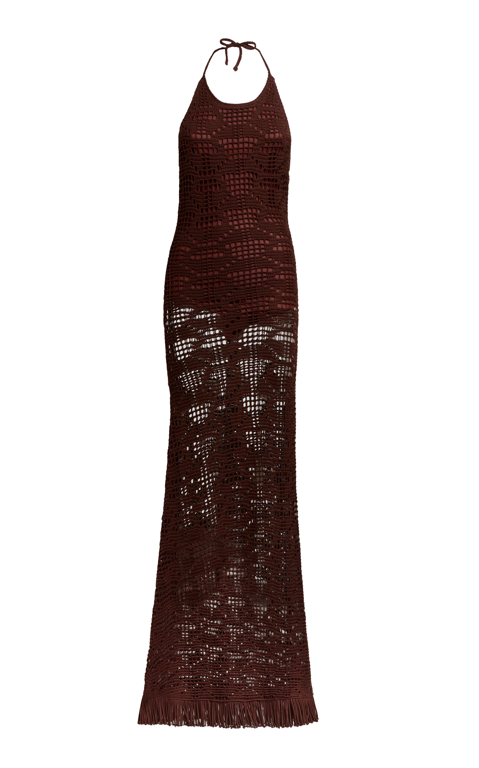 Etro Fringed Knit Halter Maxi Dress