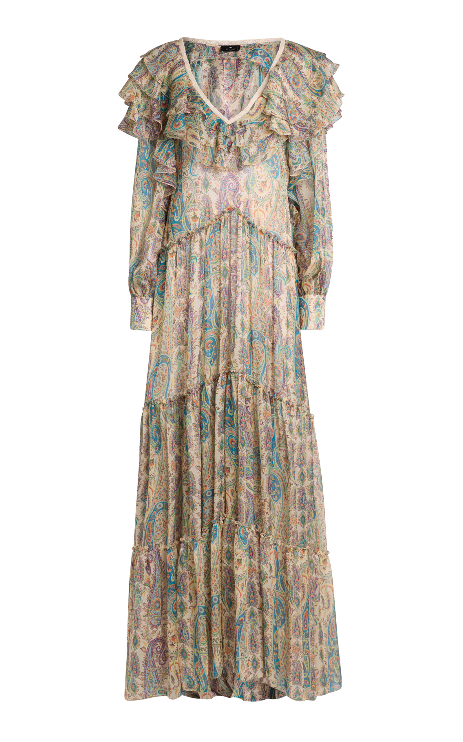 Etro Tiered Open Back Silk Maxi Dress - Women's Clothing