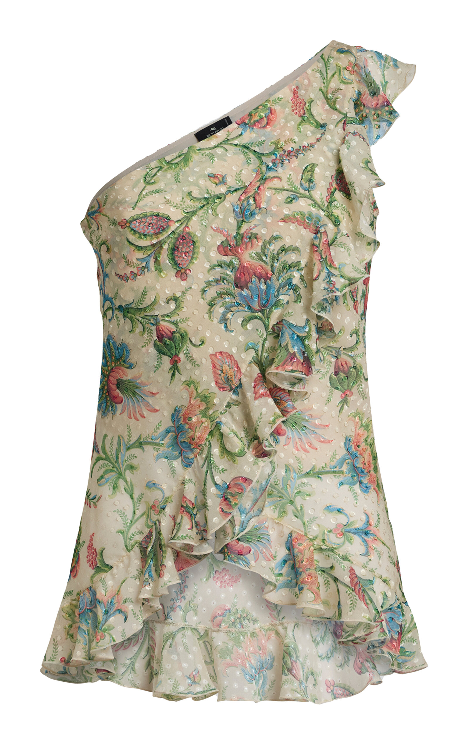 Etro Ruffled Asymmetric Silk-Blend Top