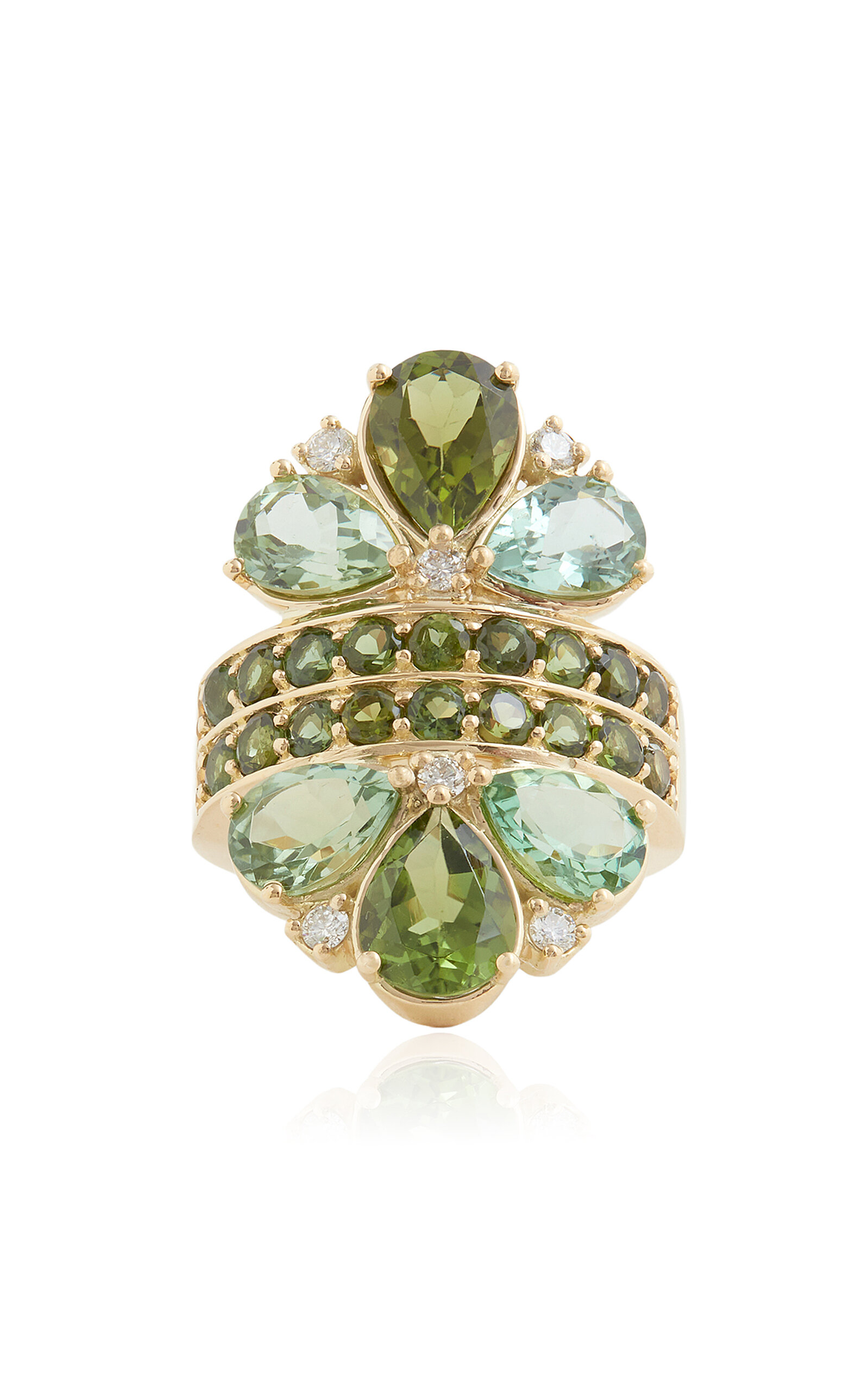 18K Yellow Gold Tourmaline and Diamond Ring