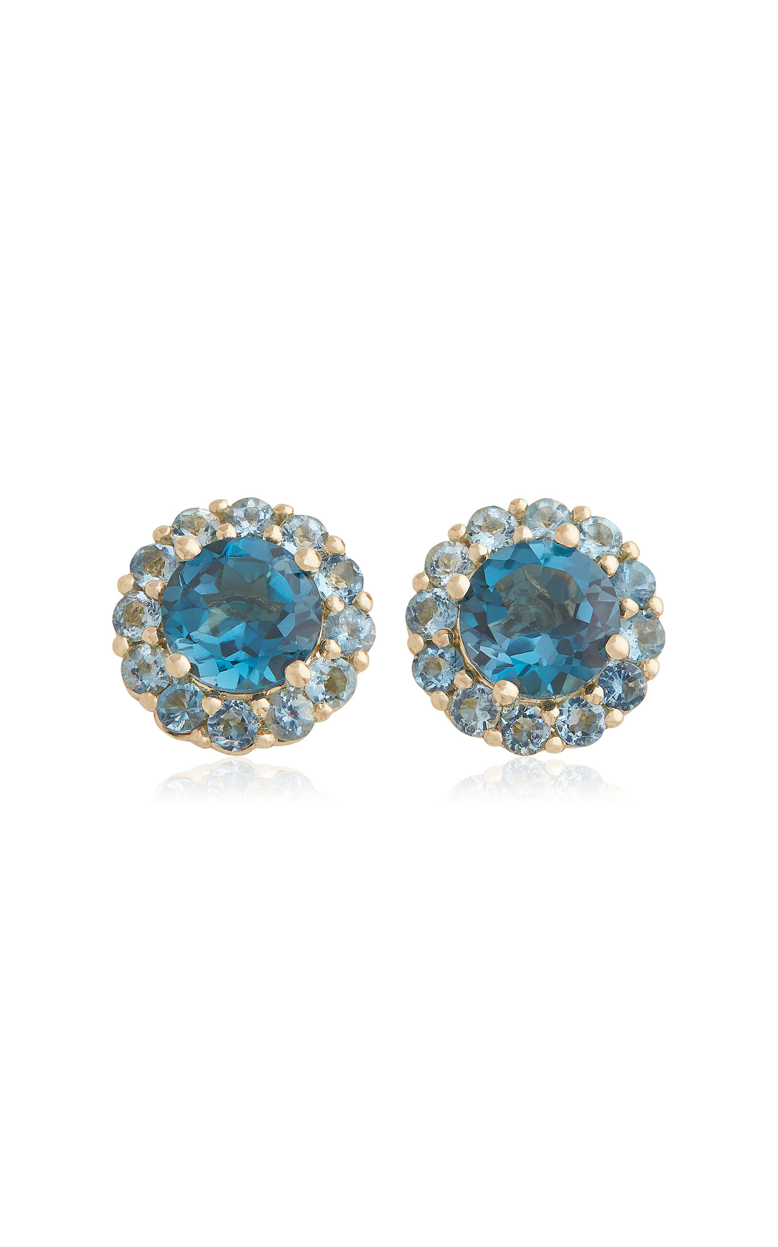 18K Yellow Gold London Blue Topaz and Aquamarine Earrings