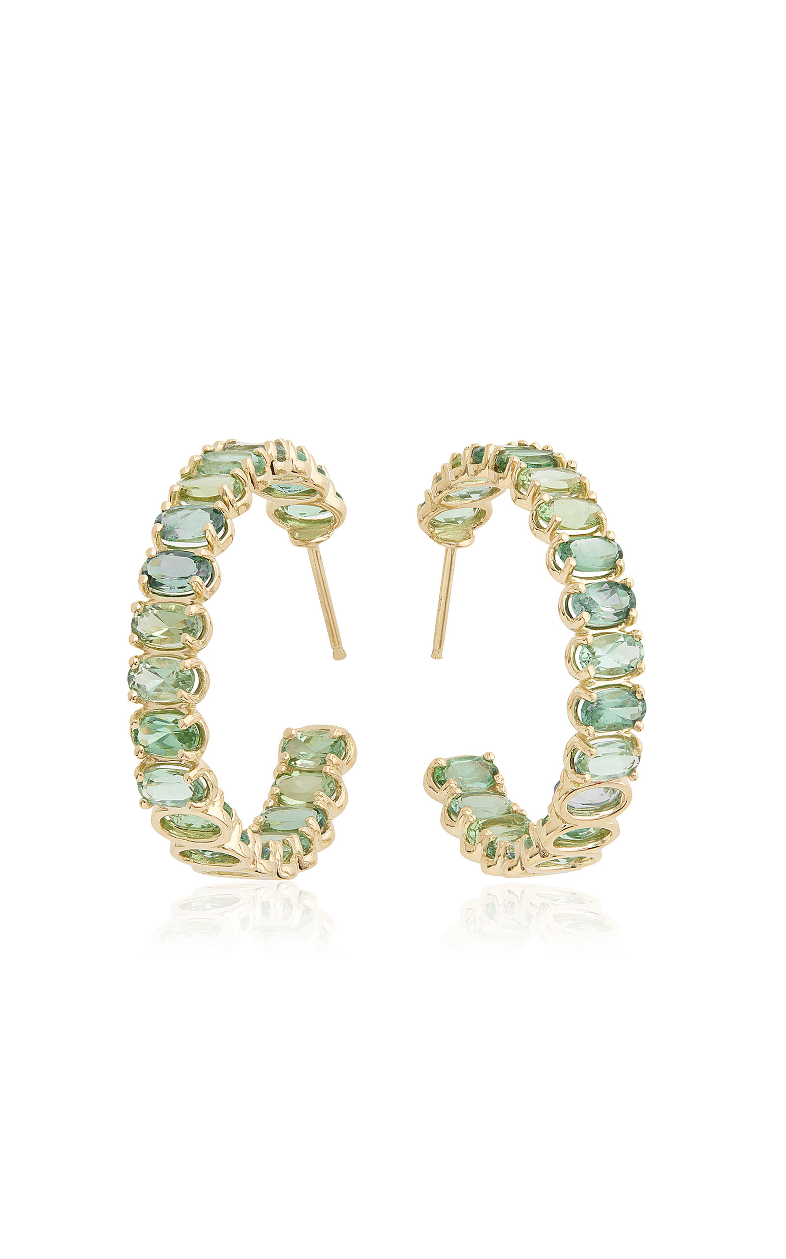18K Yellow Gold Green Tourmaline Earrings