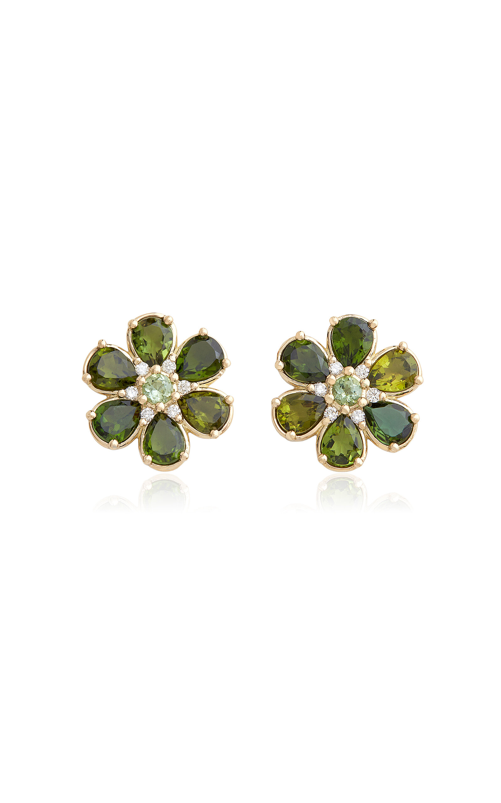 18K Yellow Gold Green Tourmaline Earrings