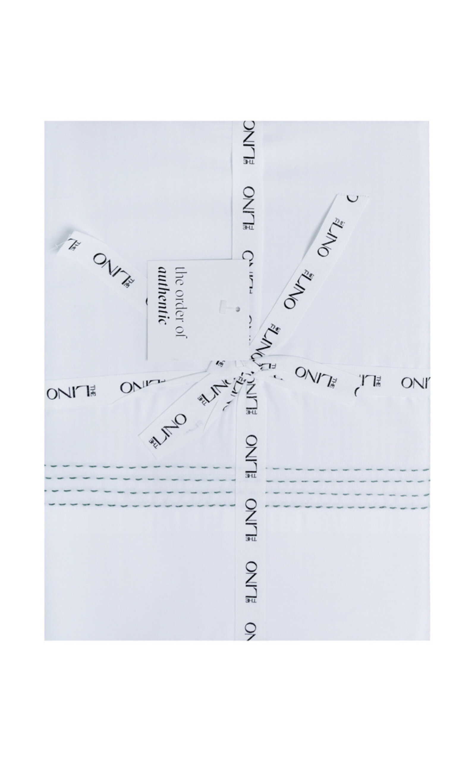 THE LINO Essential Embroidered Cotton King Top Sheet - Green