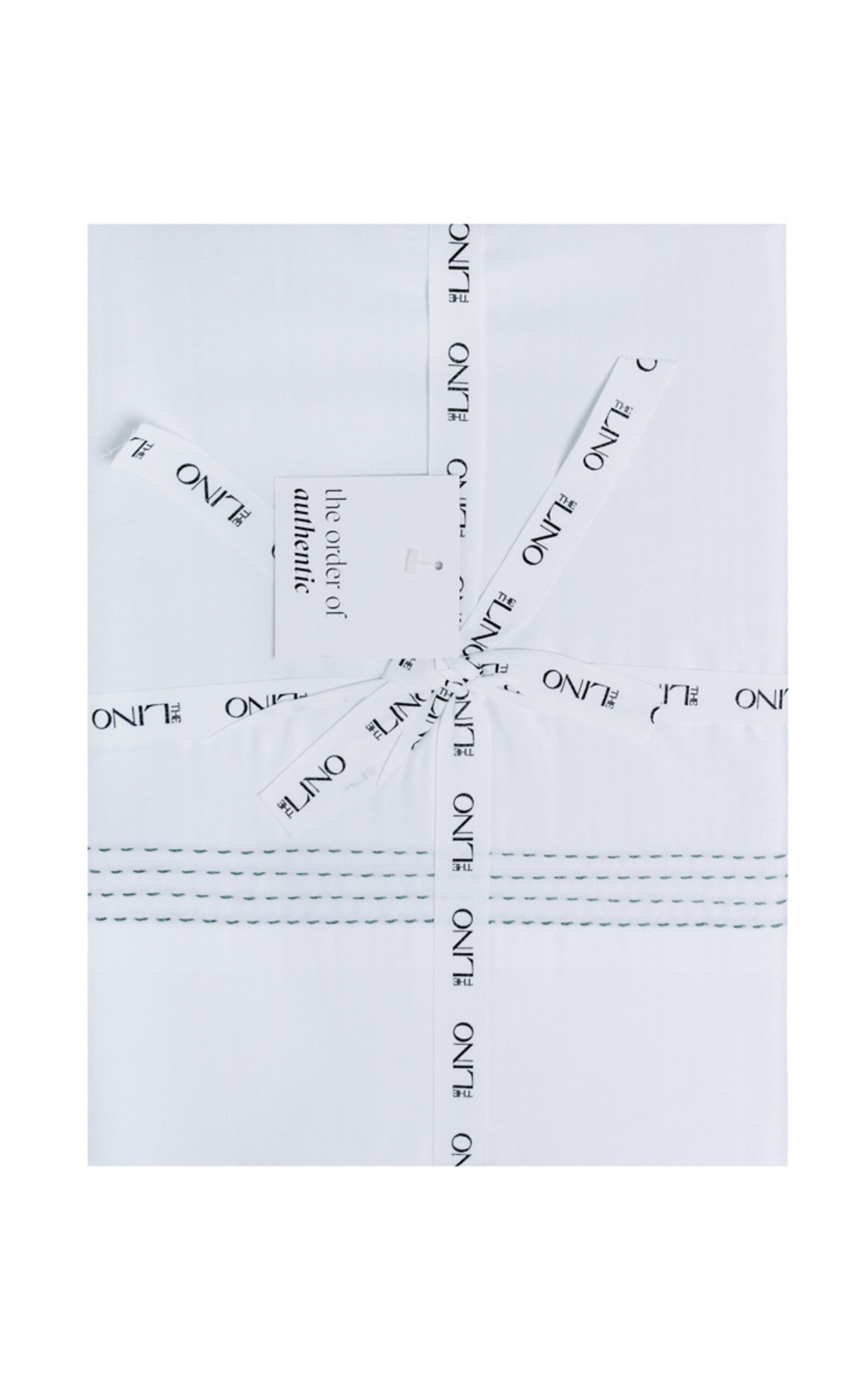 THE LINO Essential Embroidered Cotton King Top Sheet - Green